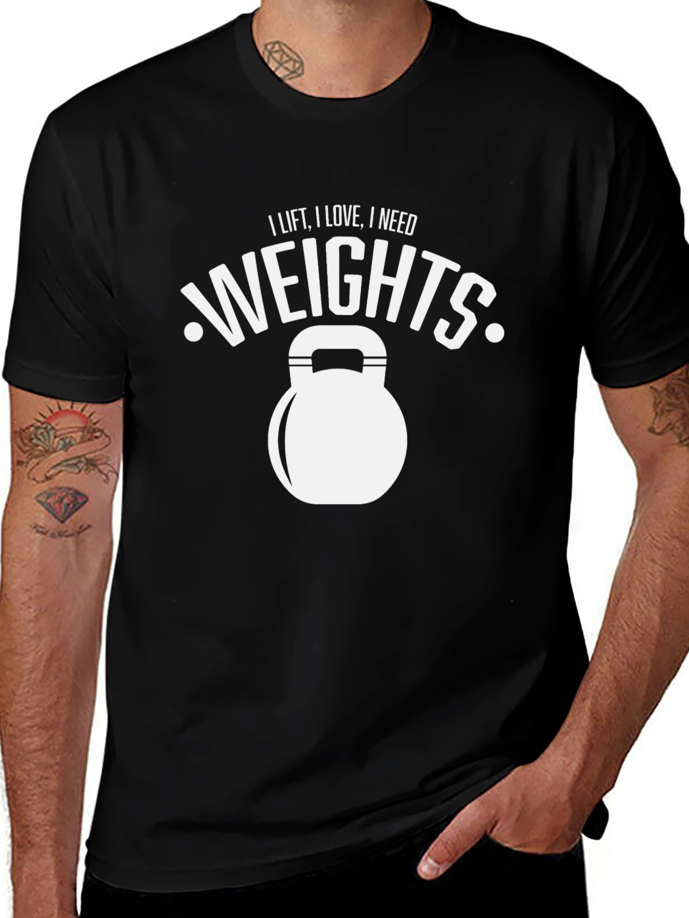 Variant 12 of I Lift, I Love, I Need Weights T-Shirt - Black
