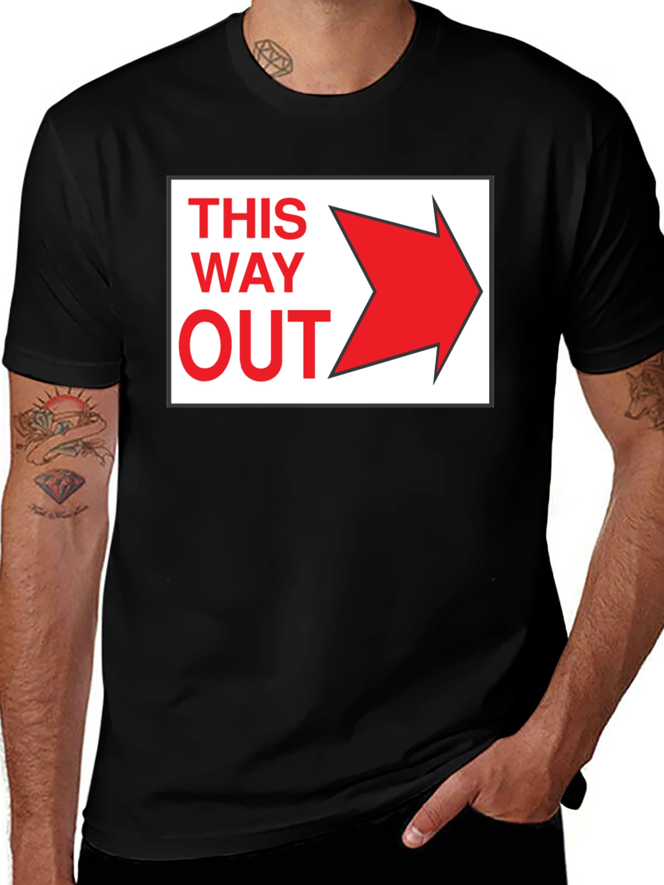 Variant 22 of This Way Out Graphic Tee - Right Direction Black T-Shirt