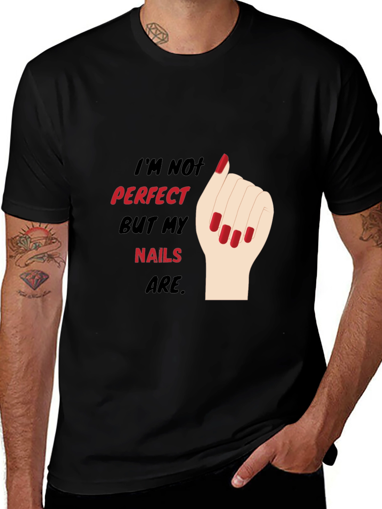 Variant 14 of Funny Nail Art T-Shirt - "I'm Not Perfect But My Nails Are"