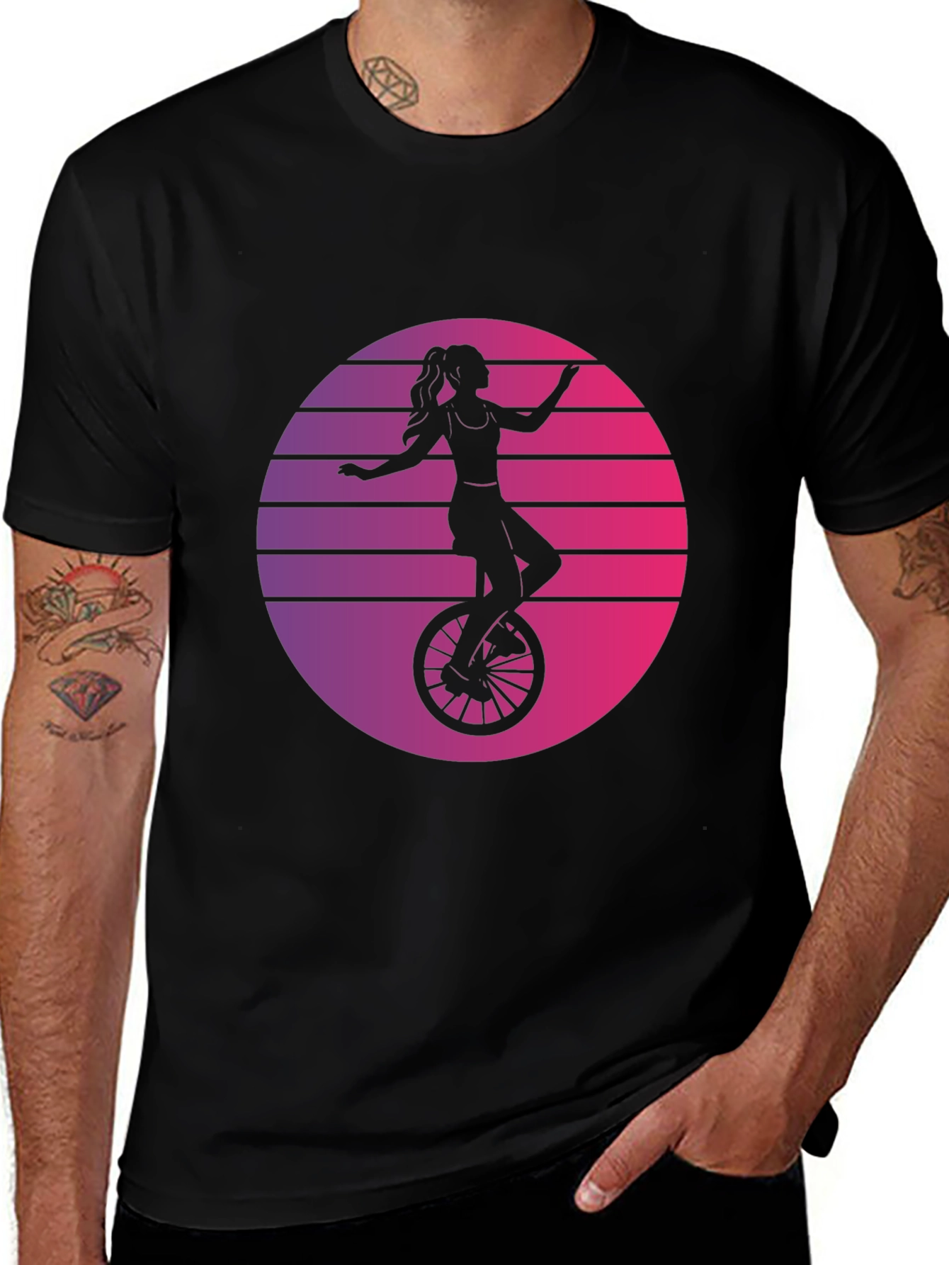 Variant 3 of Retro Unicycle Woman T-Shirt - Black