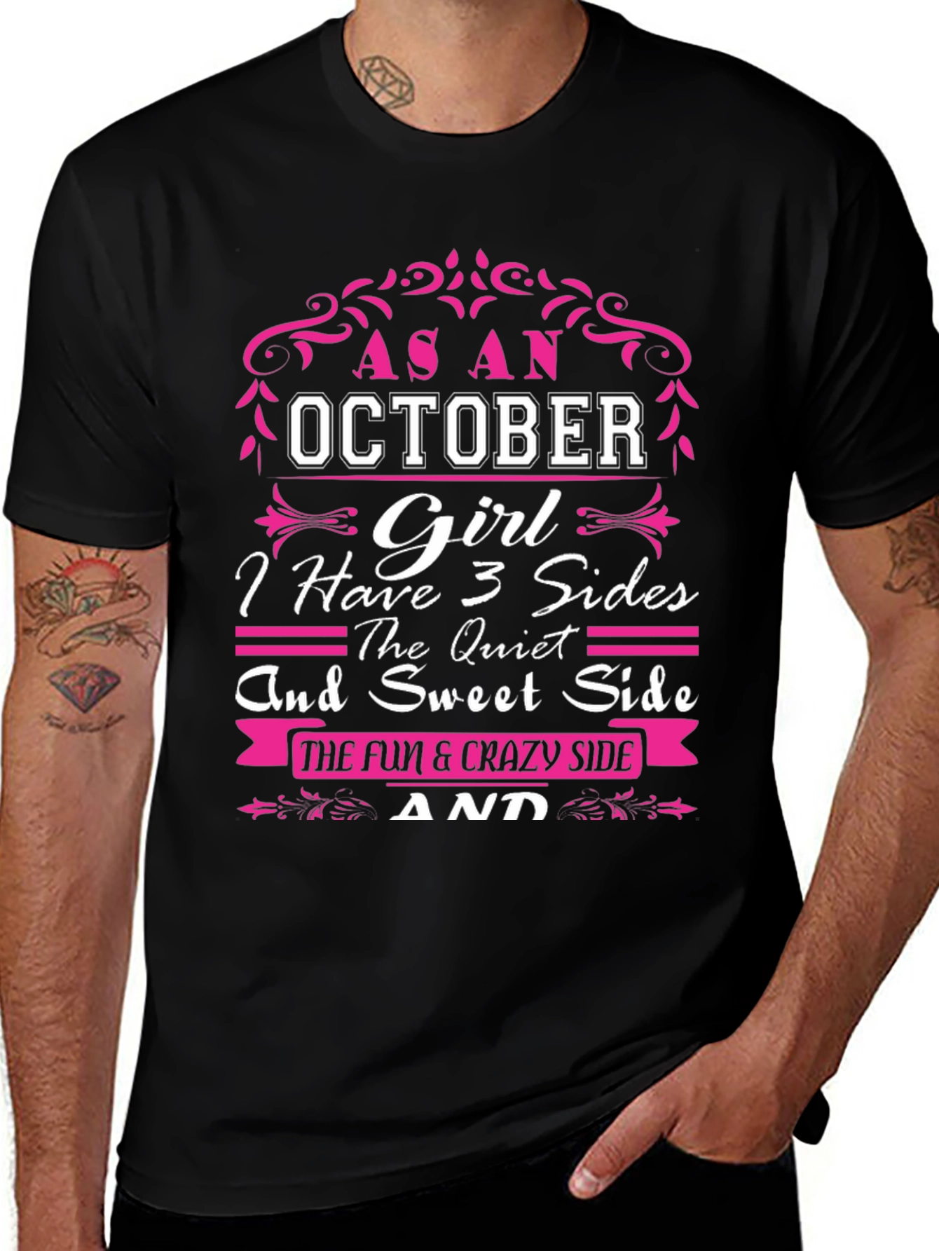 October Girl T-Shirt - 3 Sides Birthday Gift