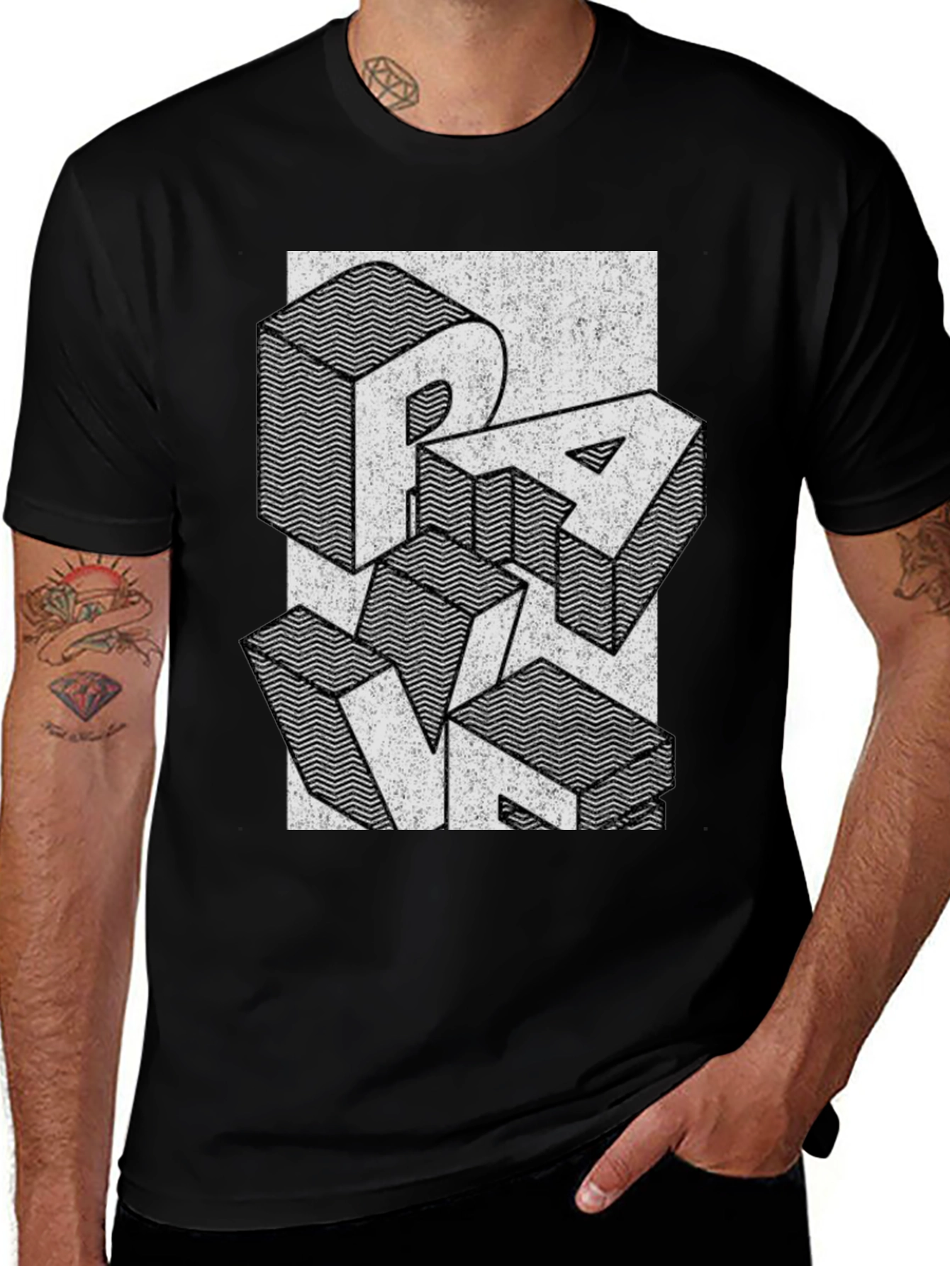 Variant 18 of Abstract Graphic Print Black T-Shirt