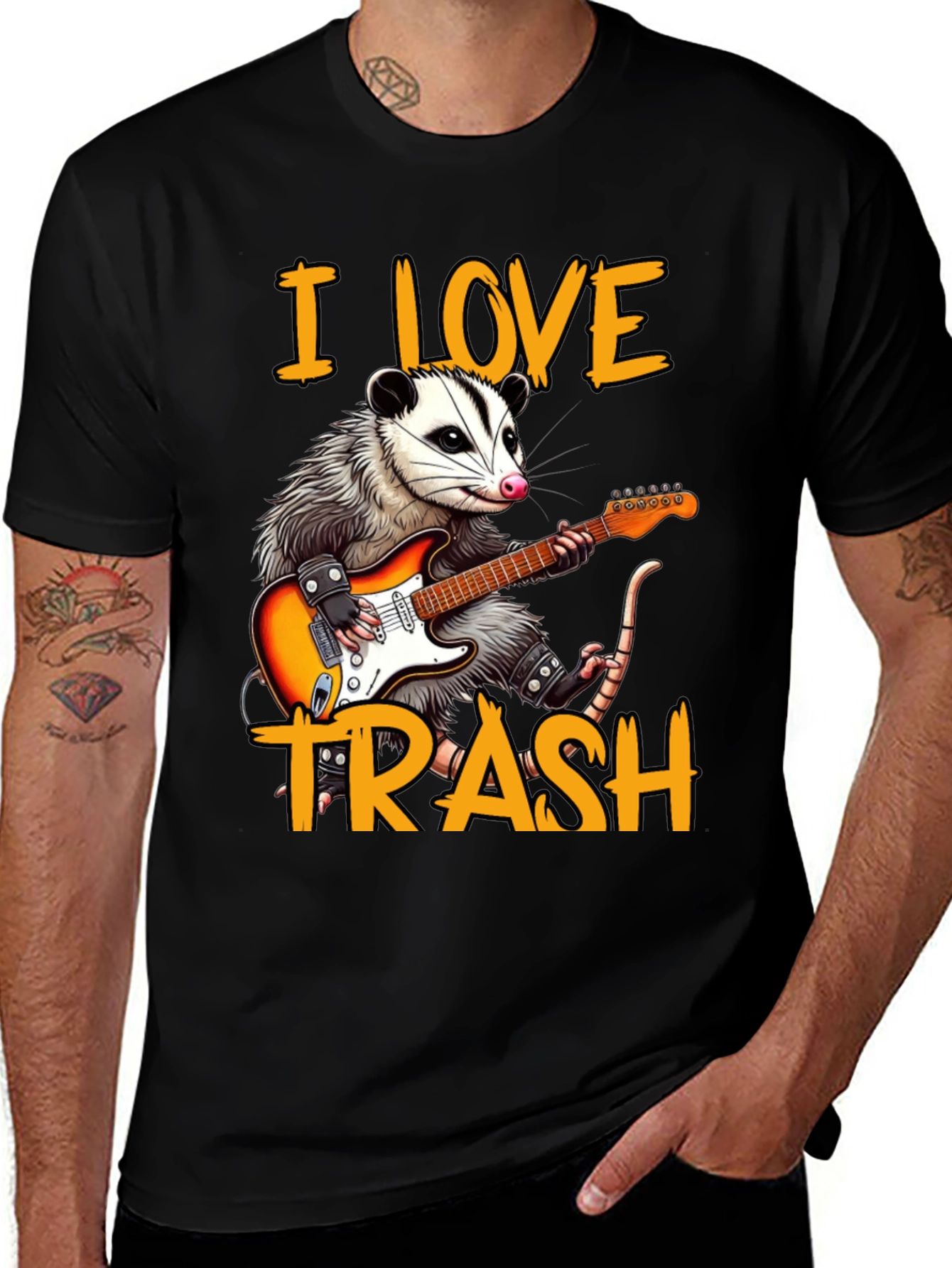 Variant 2 of I Love Trash Opossum Guitar T-Shirt