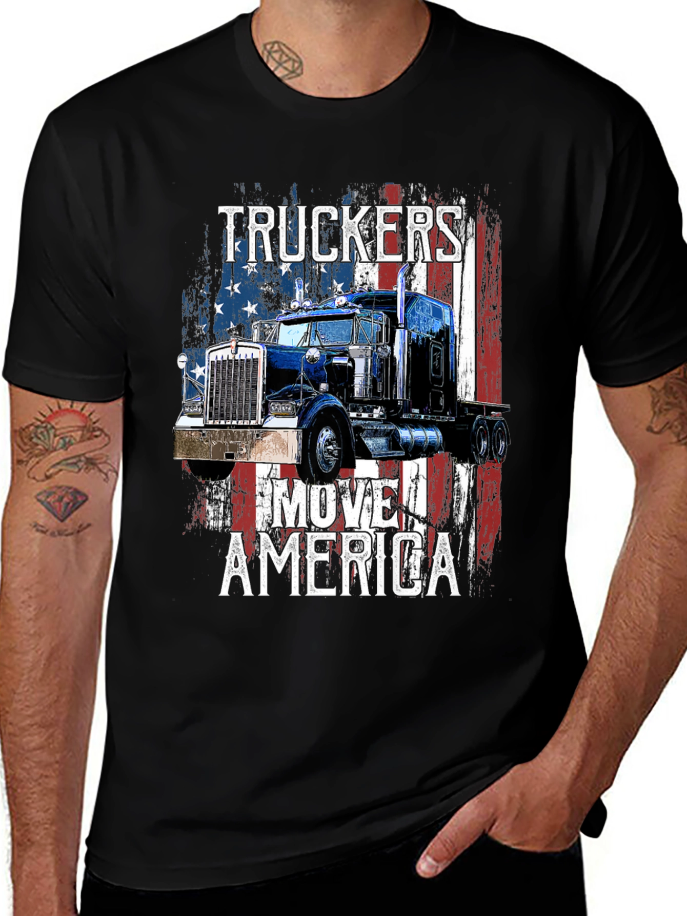 Variant 19 of Truckers Move America Patriotic T-Shirt
