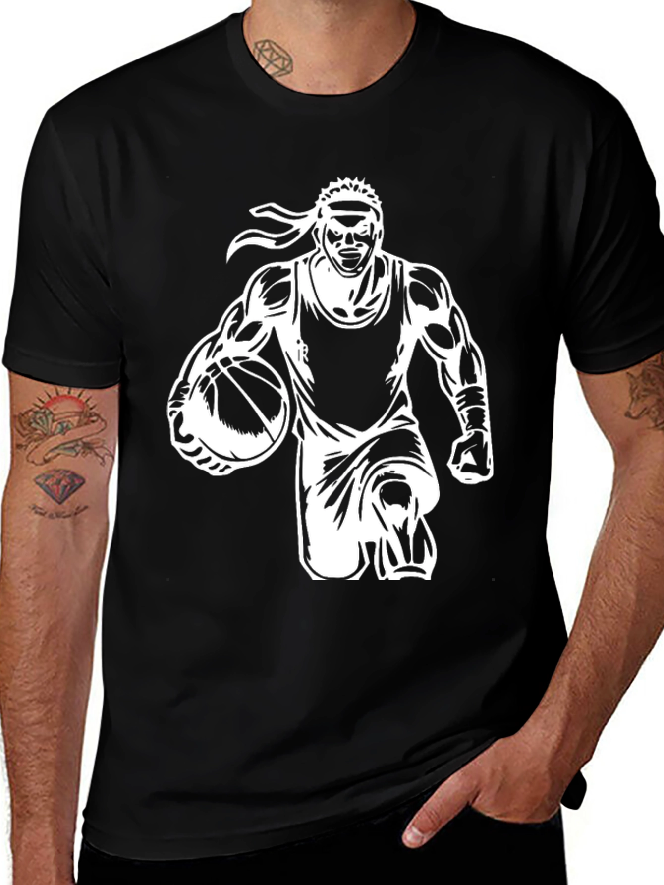 Variant 22 of Basketball Player Graphic T-Shirt - Black