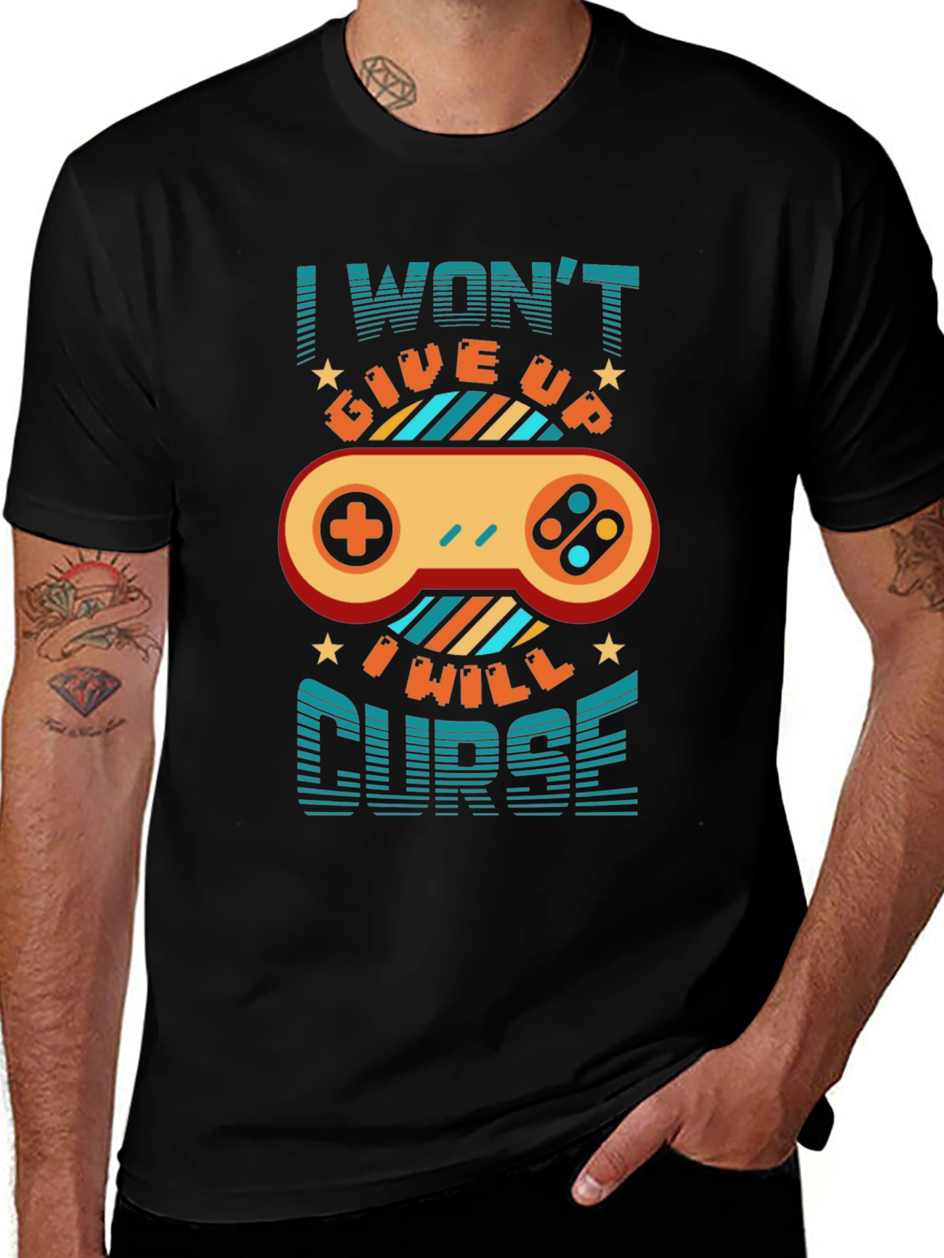 Variant 20 of Gamer T-Shirt - I Won't Give Up, I Will Curse!