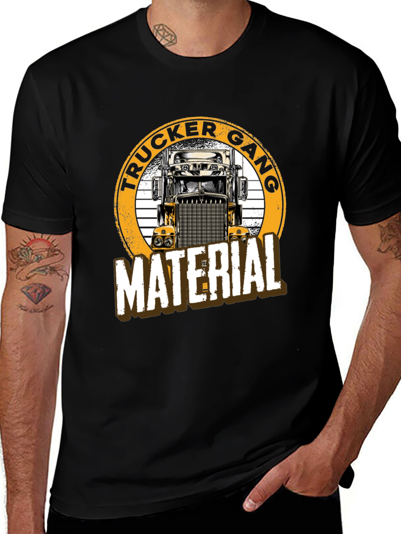 Trucker Gang Material Tee - Black Truck Graphic