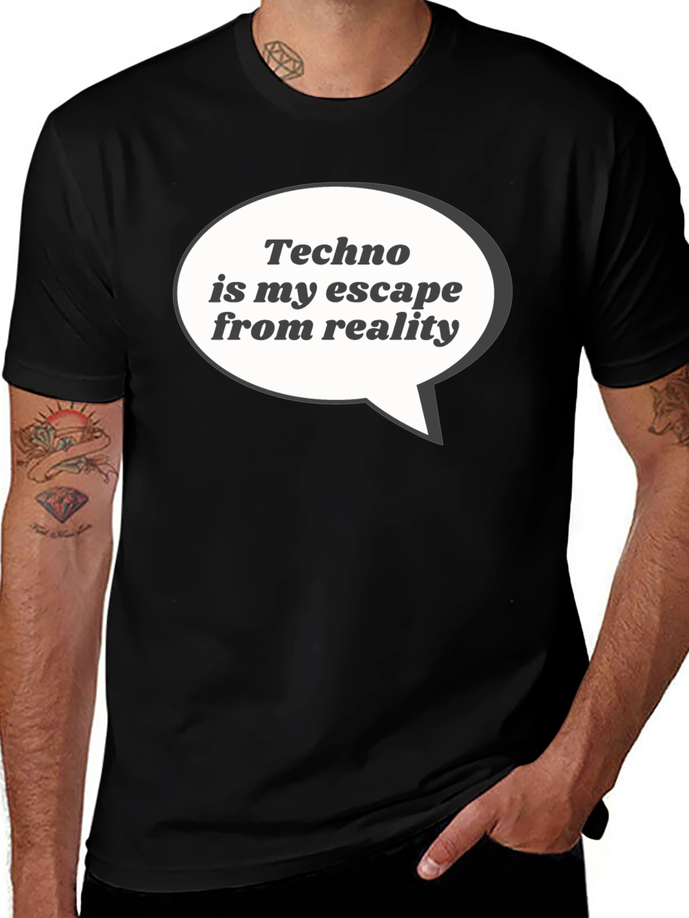 Variant 2 of Techno is My Escape T-Shirt - Black Cotton Tee