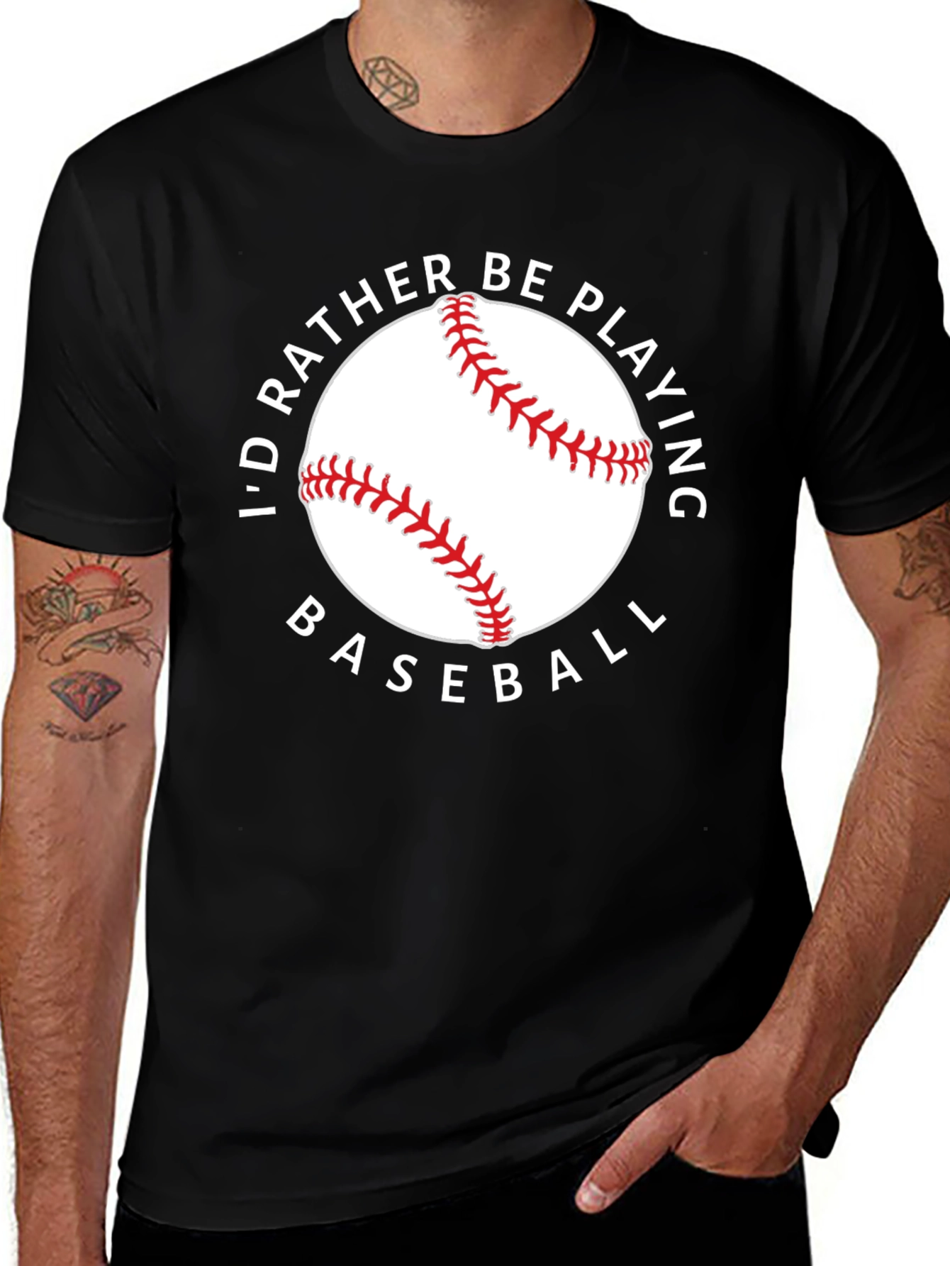 Variant 10 of I'd Rather Be Playing Baseball Black Tee