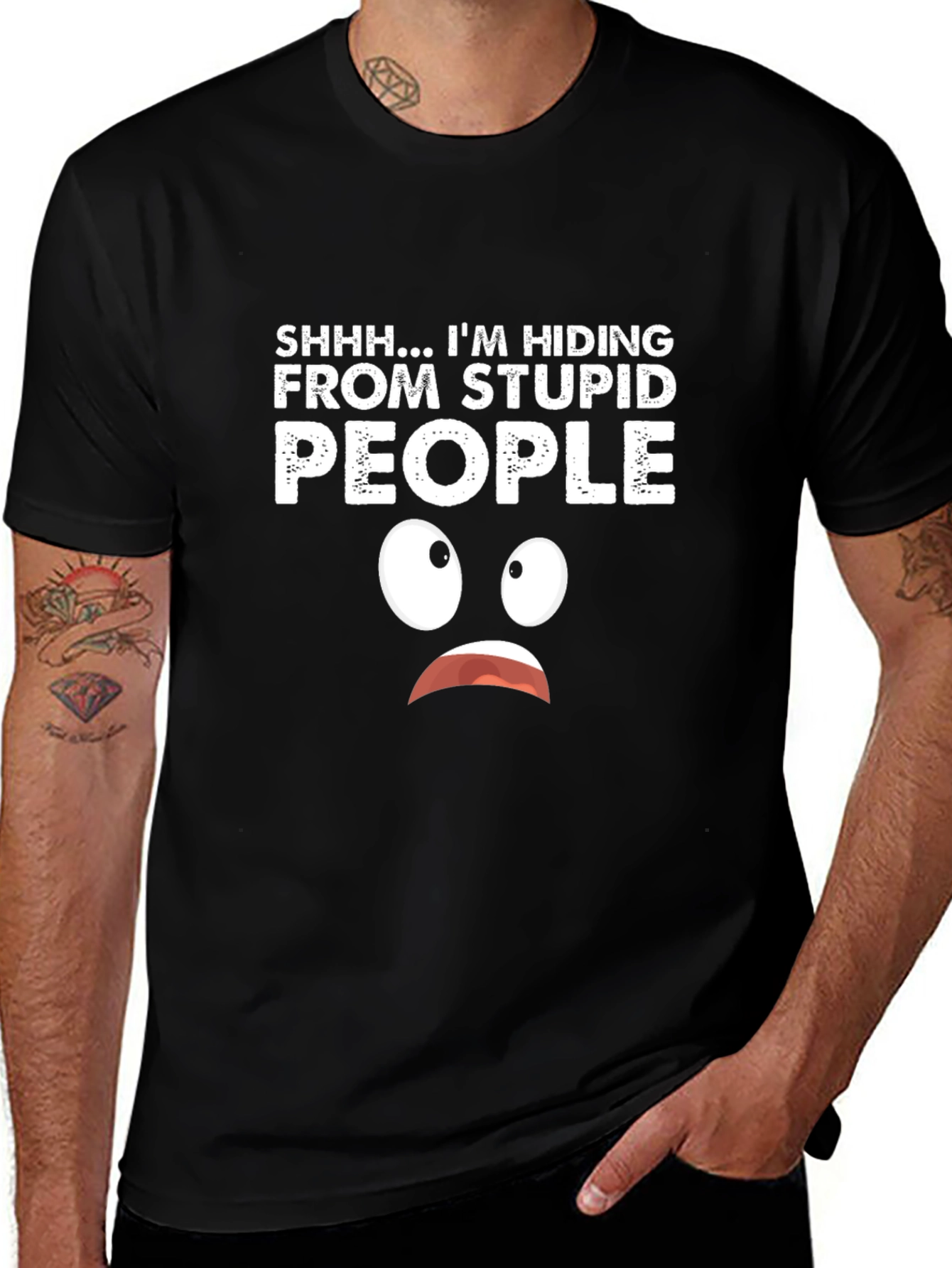 Black Hiding From Stupid People Graphic T-Shirt main image