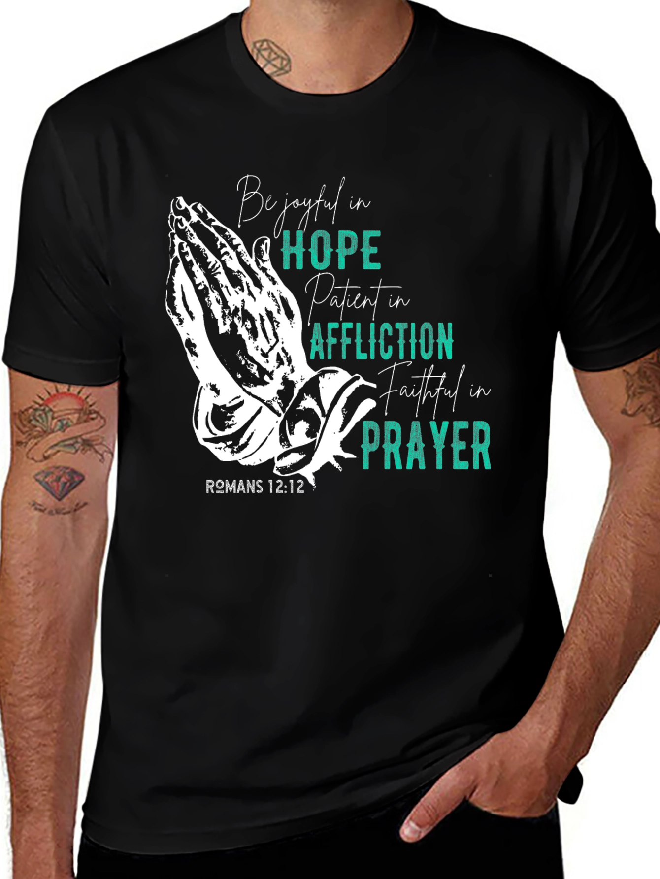 Faithful Prayer T-Shirt - Romans 12:12 Religious Tee