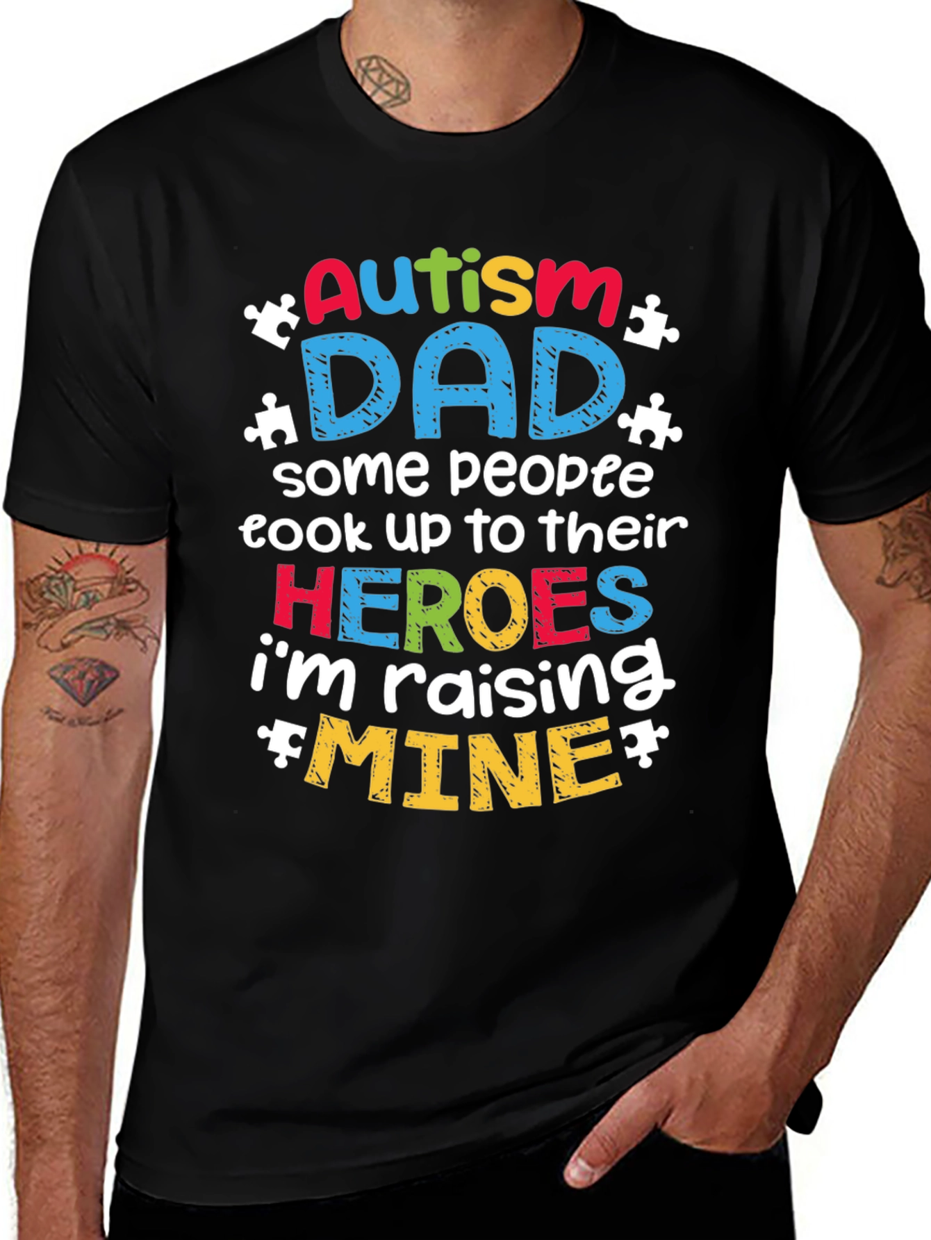Autism Dad T-Shirt Raising Heroes