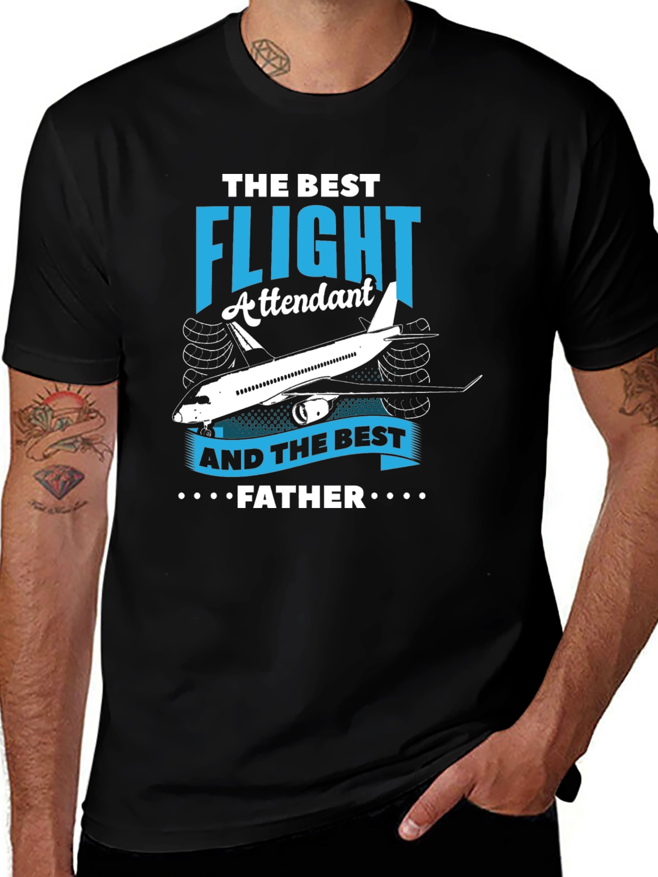 Variant 10 of Flight Attendant Father Black Graphic Tee