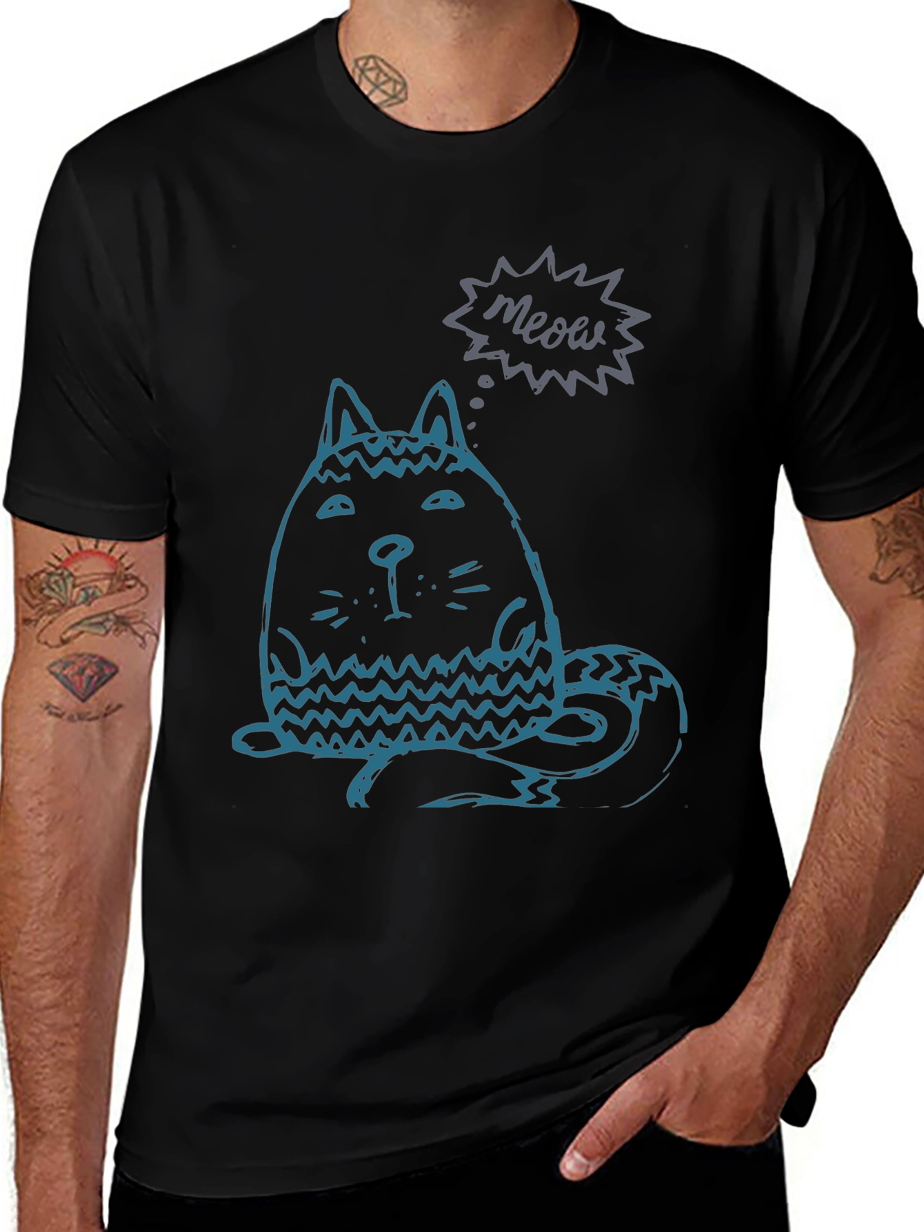 Variant 16 of Meow Cat Graphic Tee - Unisex