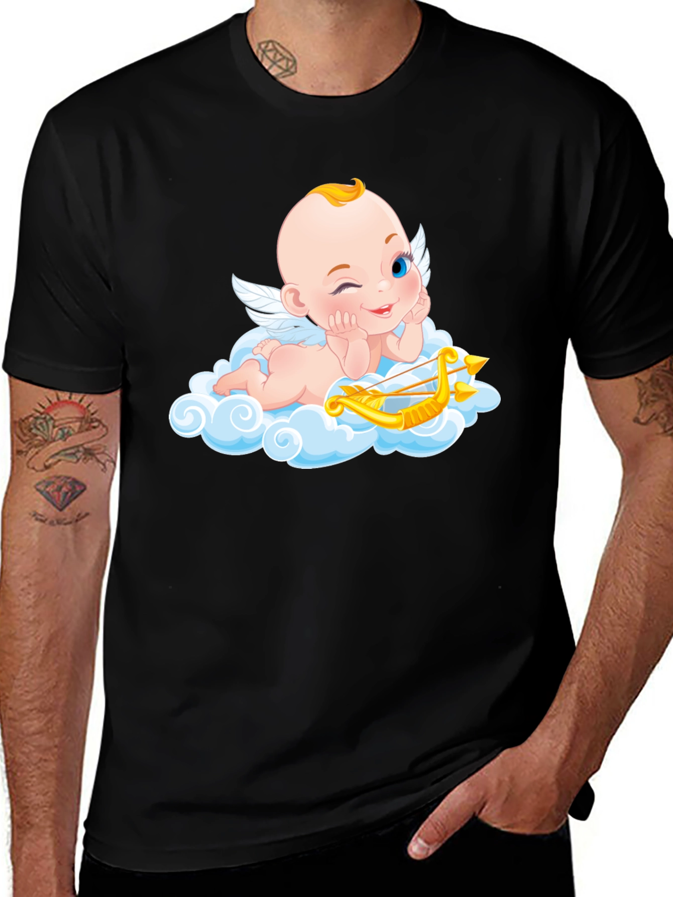 Variant 6 of Cupid Angel Graphic T-Shirt - Whimsical Design