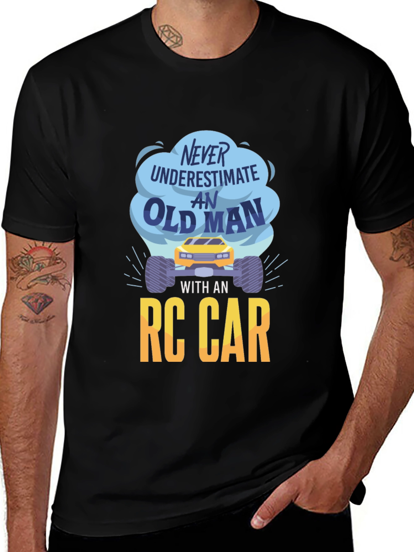 Never Underestimate An Old Man RC Car Graphic Tee