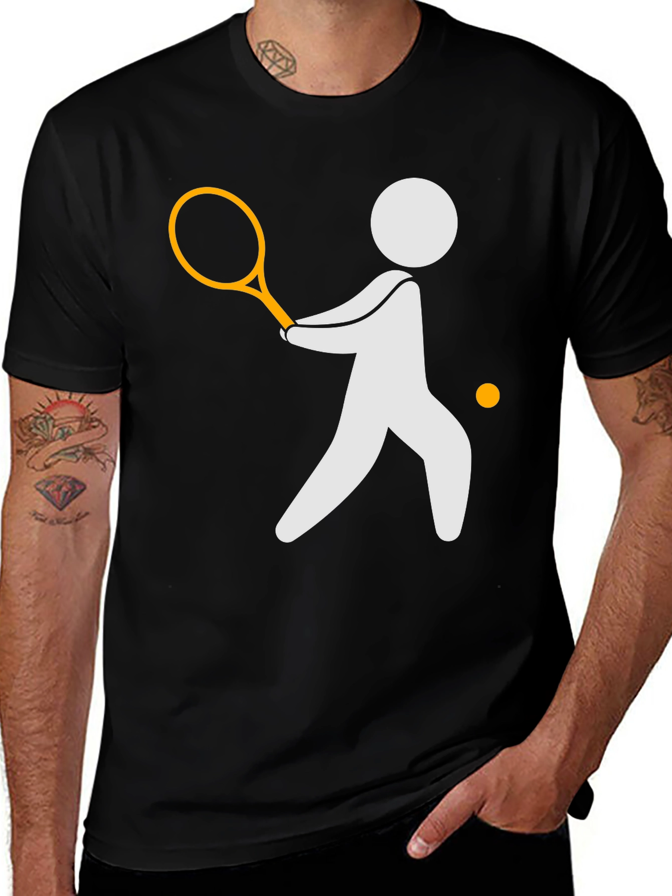 Variant 9 of Tennis Player Graphic Tee - Black Casual Shirt
