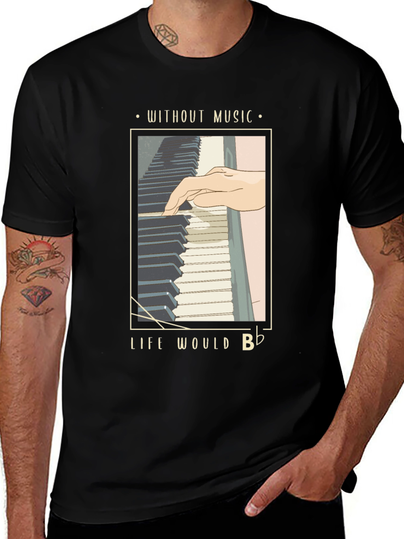 Variant 12 of Music Lover Tee: Without Music, Life Would B Flat