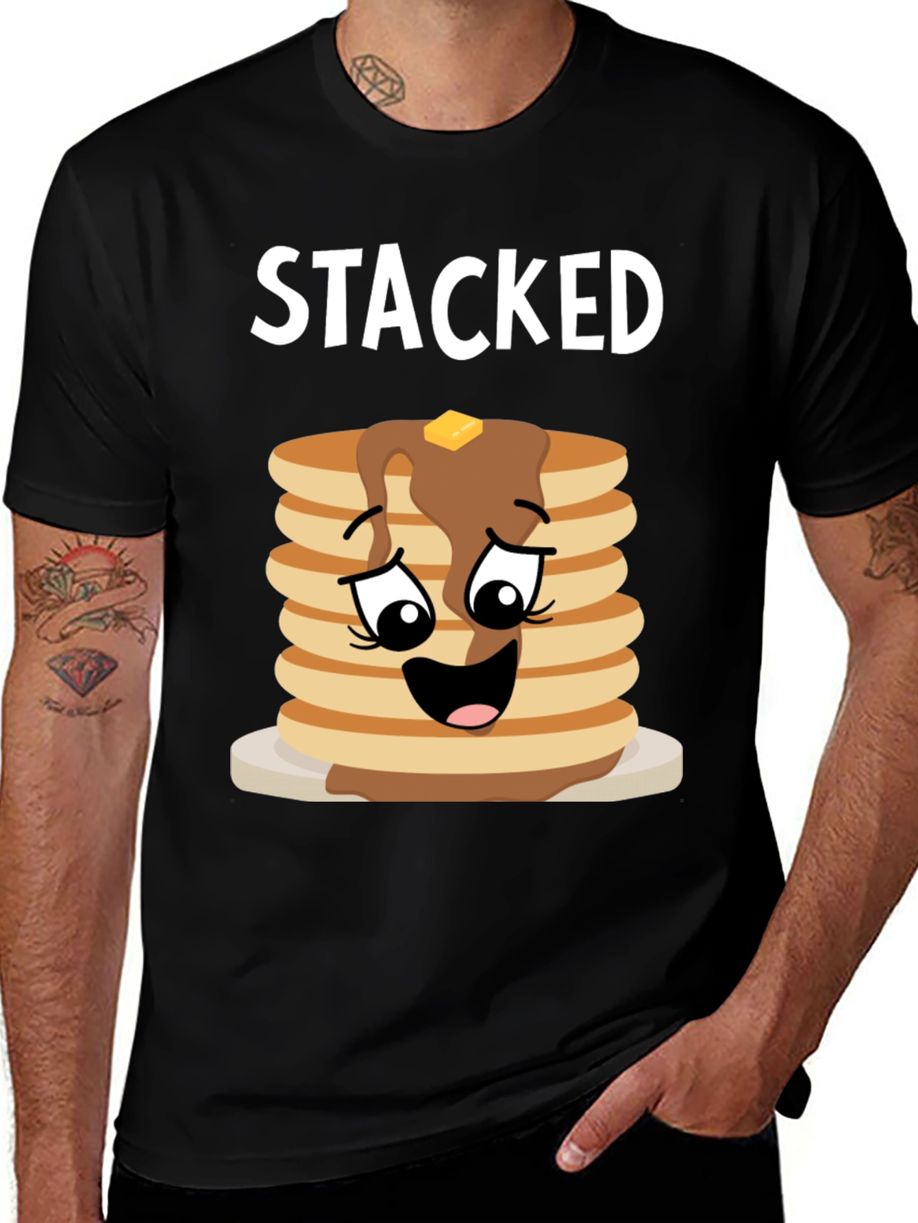 Stacked Pancakes Graphic Tee - Foodie T-Shirt