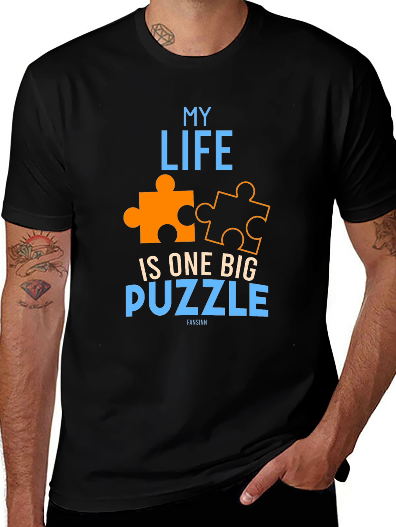 Variant 24 of Puzzle Piece Graphic Tee - "My Life Is One Big Puzzle" 