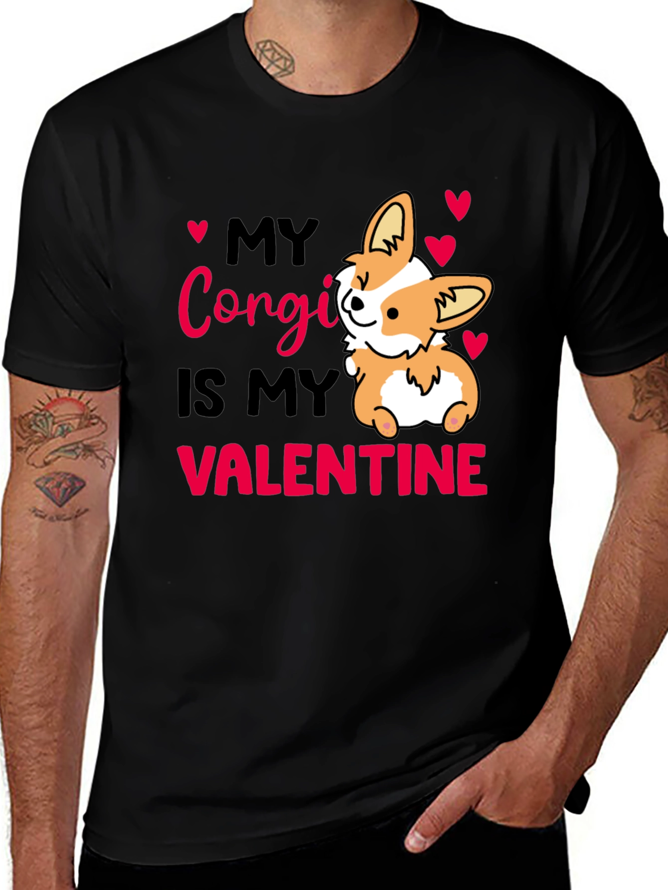 Variant 28 of Corgi Valentine T-Shirt - Cute Dog Lover Tee