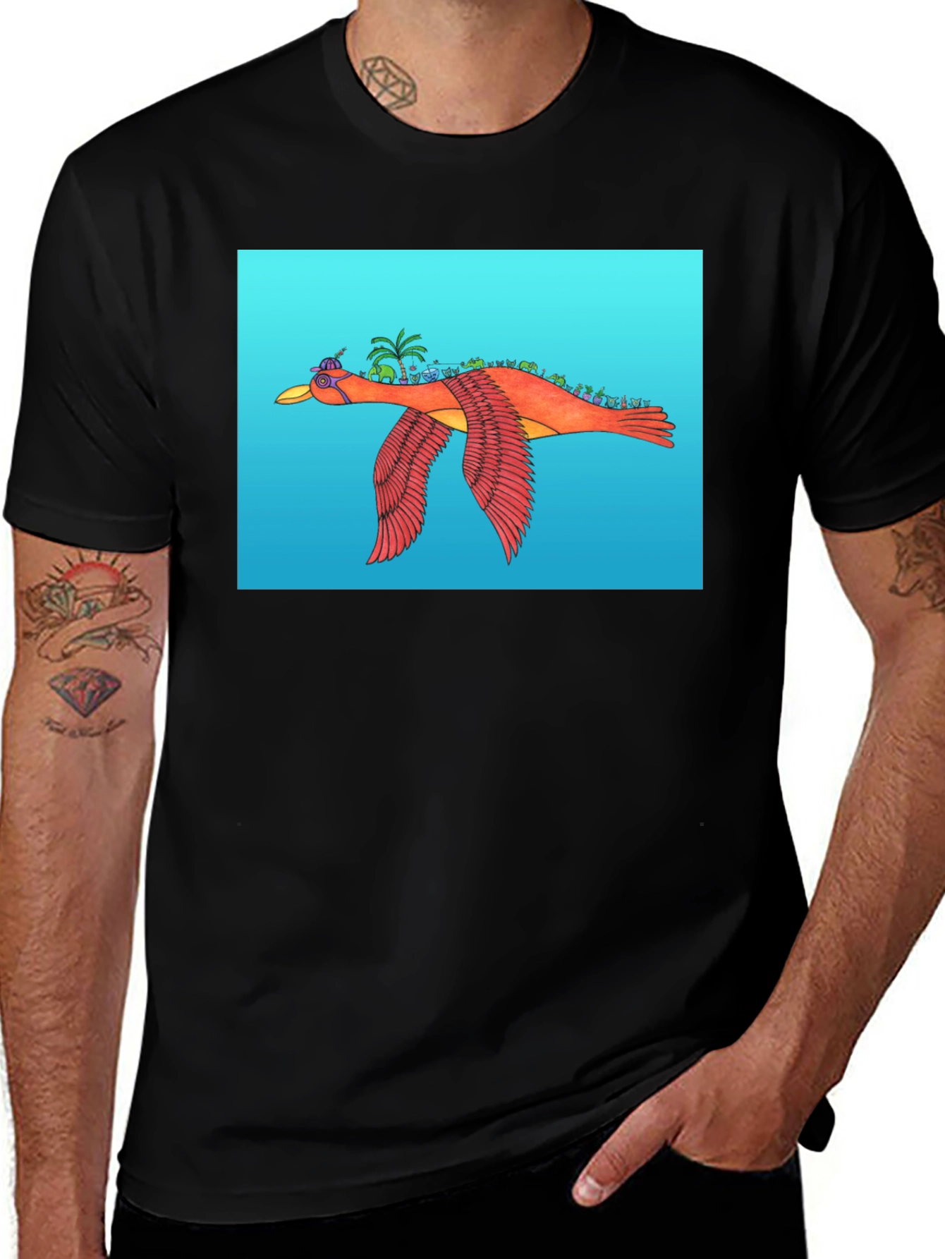 Variant 9 of Flying Island Bird Graphic Tee