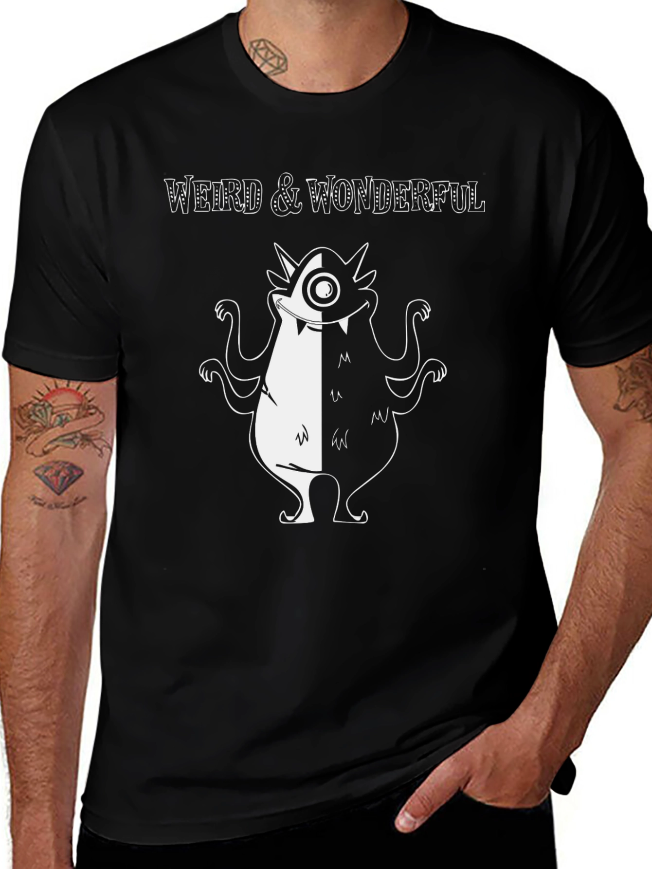 Black Weird & Wonderful Monster Graphic T-Shirt main image