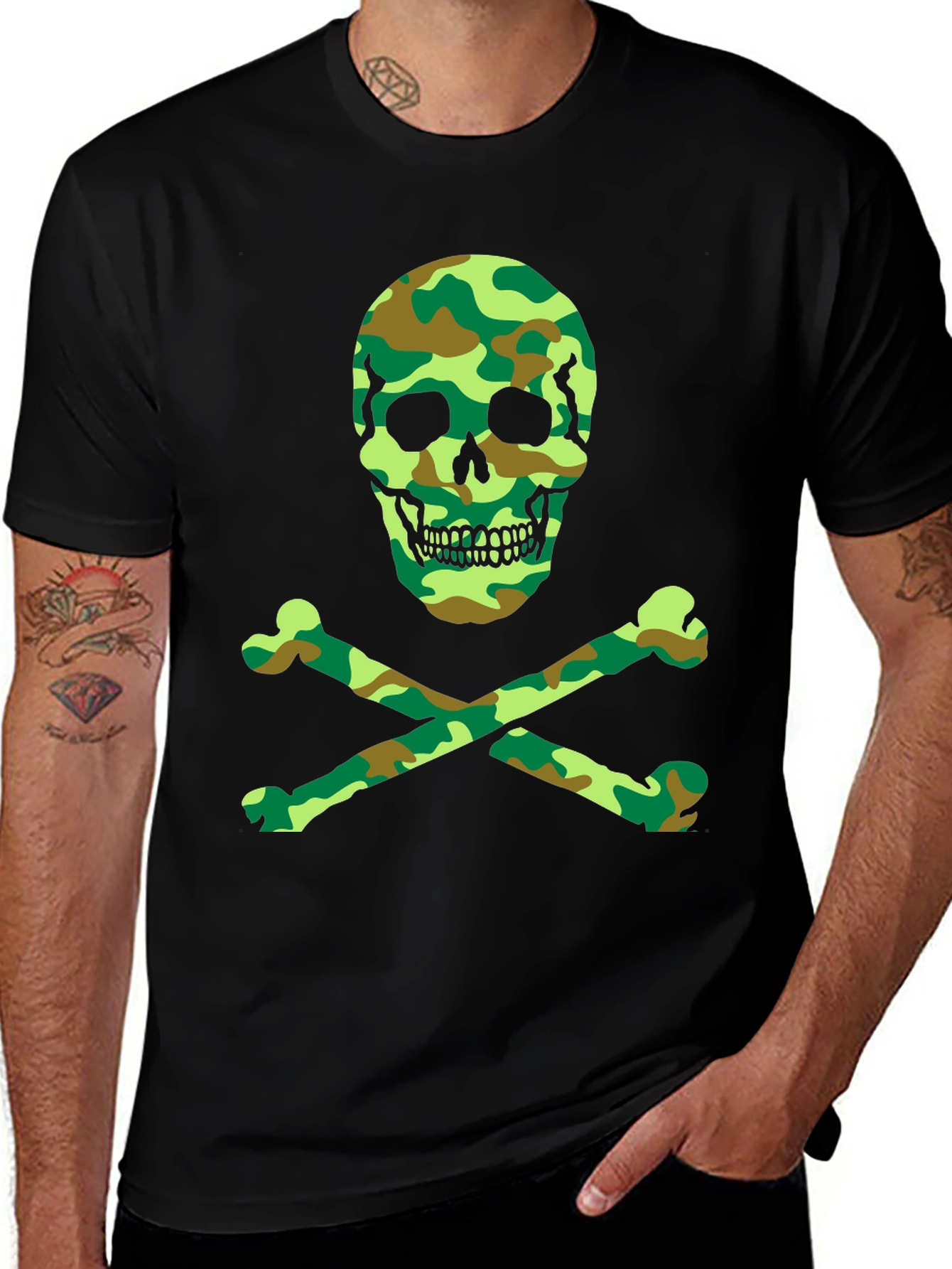 Variant 24 of Camo Skull & Crossbones Graphic T-Shirt