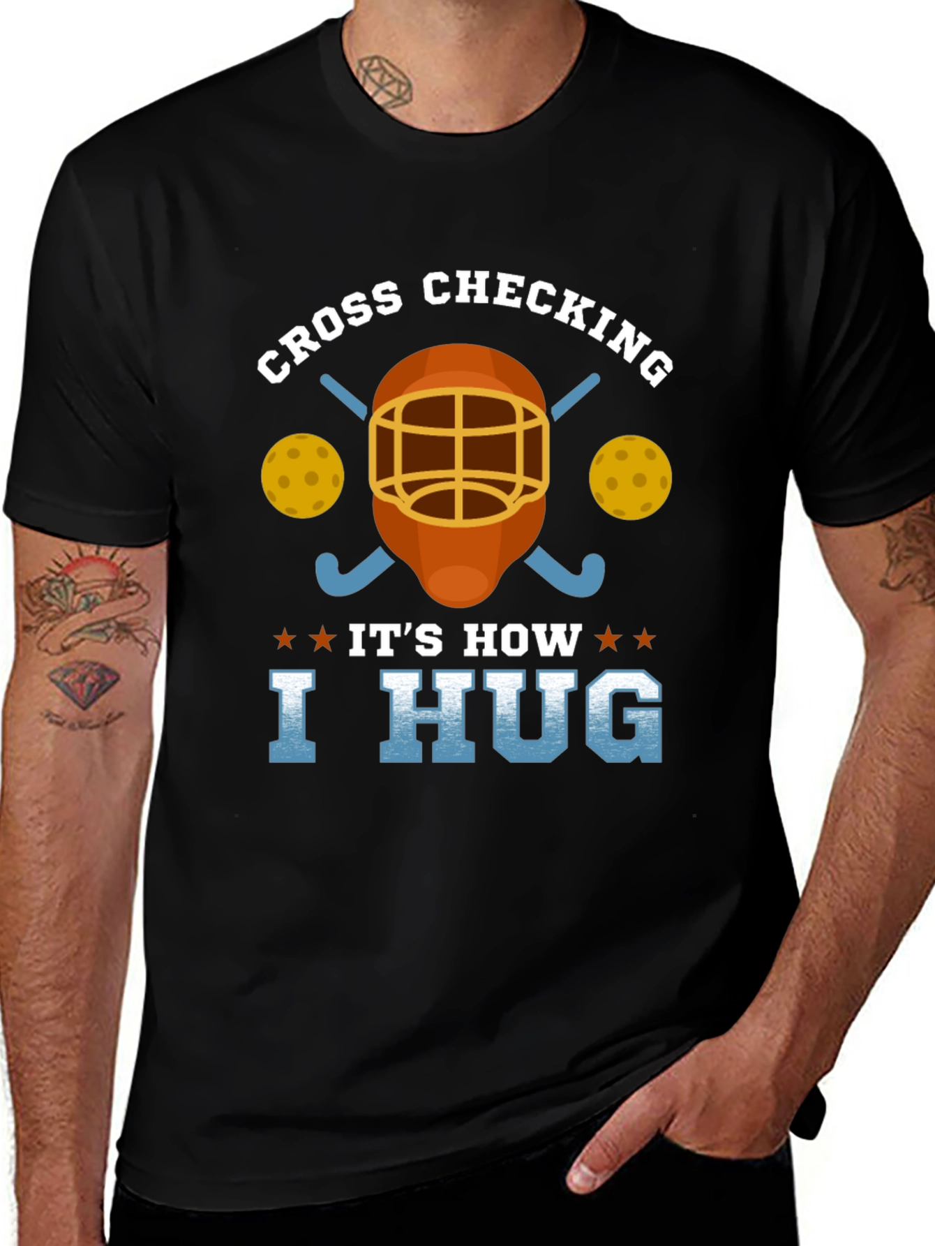 Variant 20 of Cross Checking Hockey Humor T-Shirt