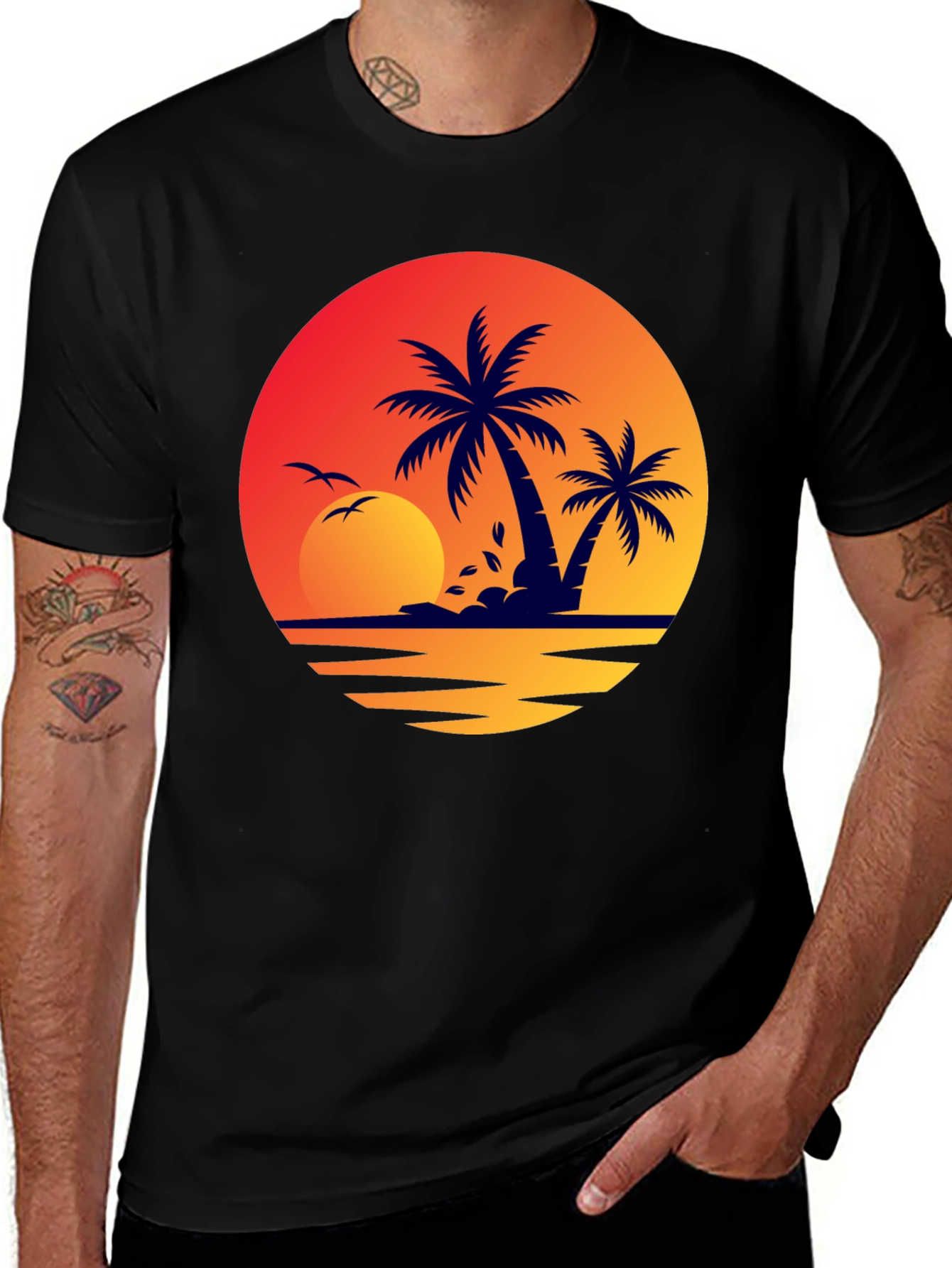 Variant 28 of Sunset Palm Tree Graphic Tee