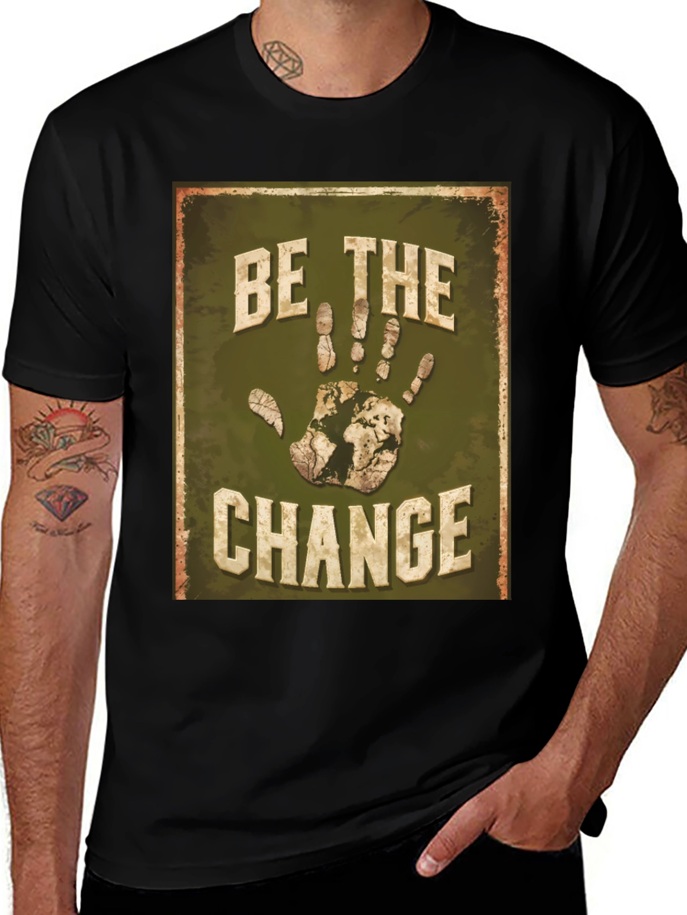 Variant 12 of Be the Change Earth Hand T-Shirt