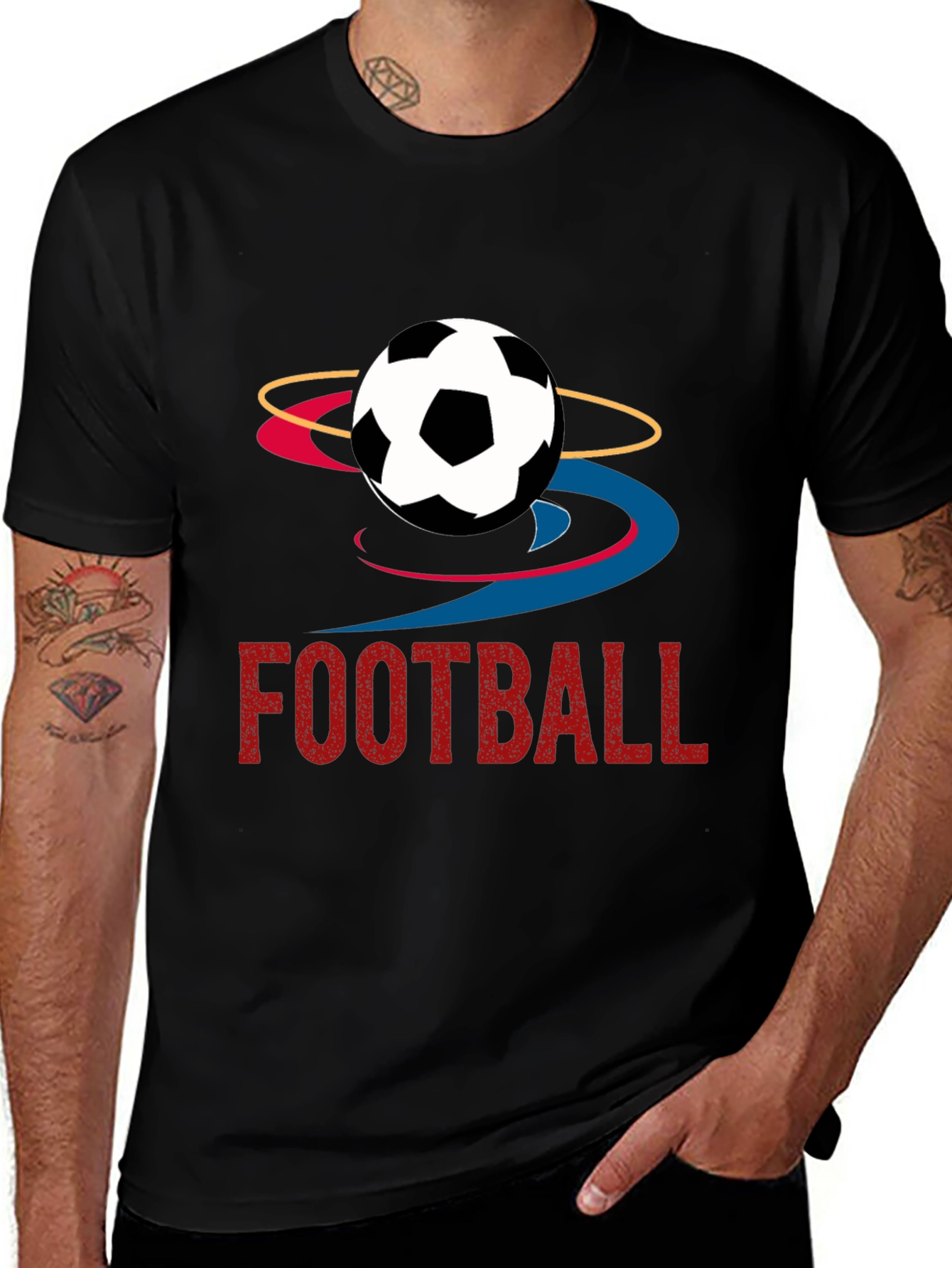 Variant 30 of Football Graphic Tee - Black Cotton T-Shirt