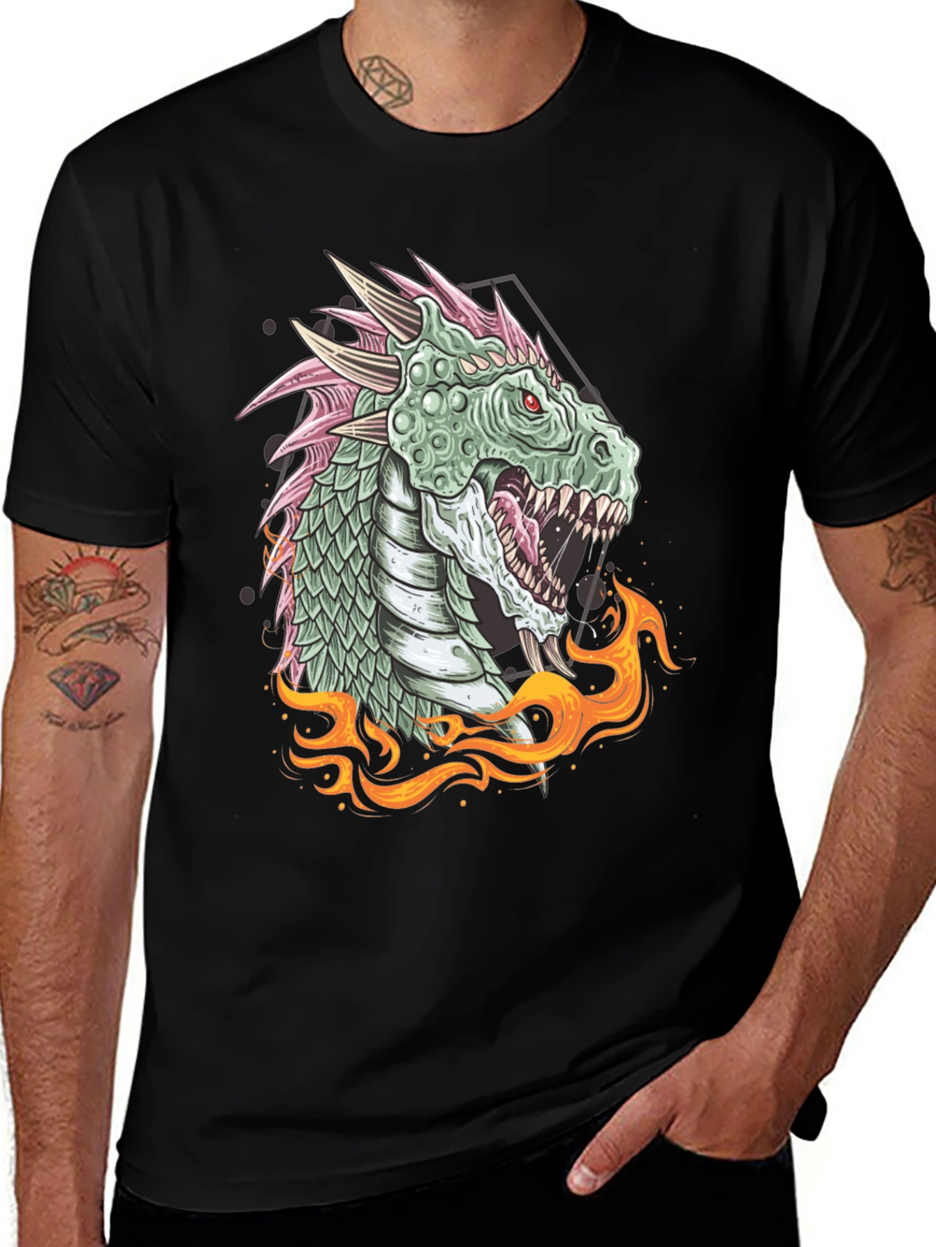 Variant 20 of Dragon Graphic Tee - Men's Black T-Shirt