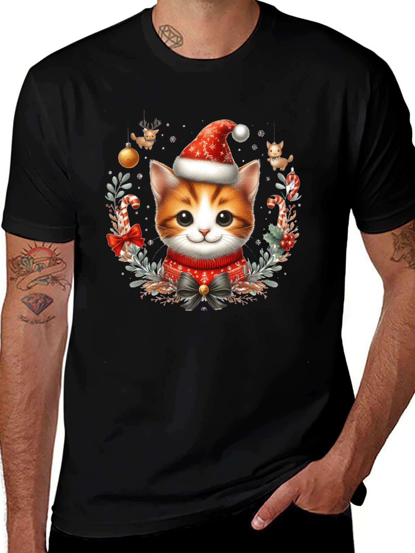 Variant 14 of Festive Kitten Christmas T-Shirt