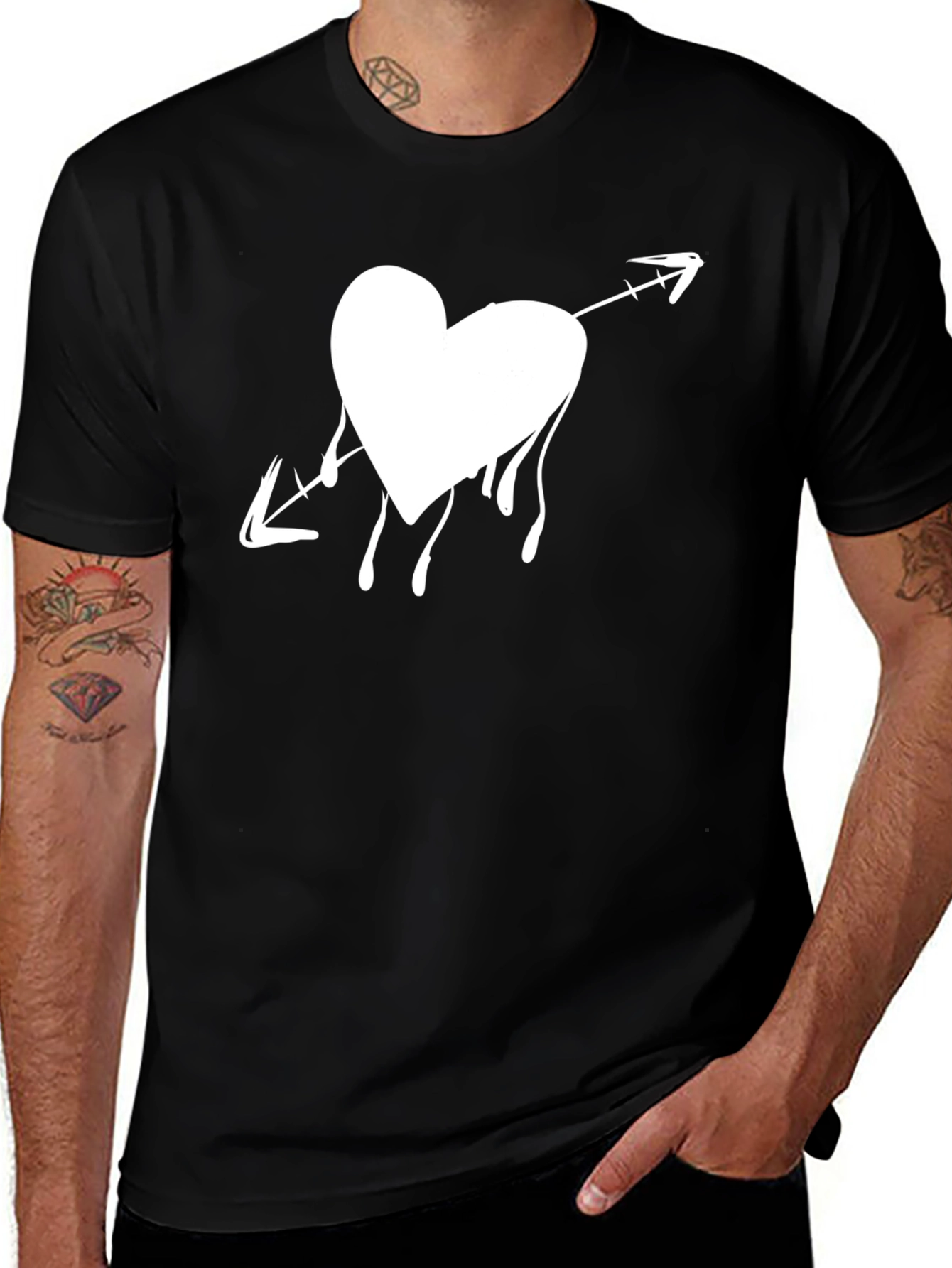 Variant 15 of Heart Arrow Black Tee - Express Your Style