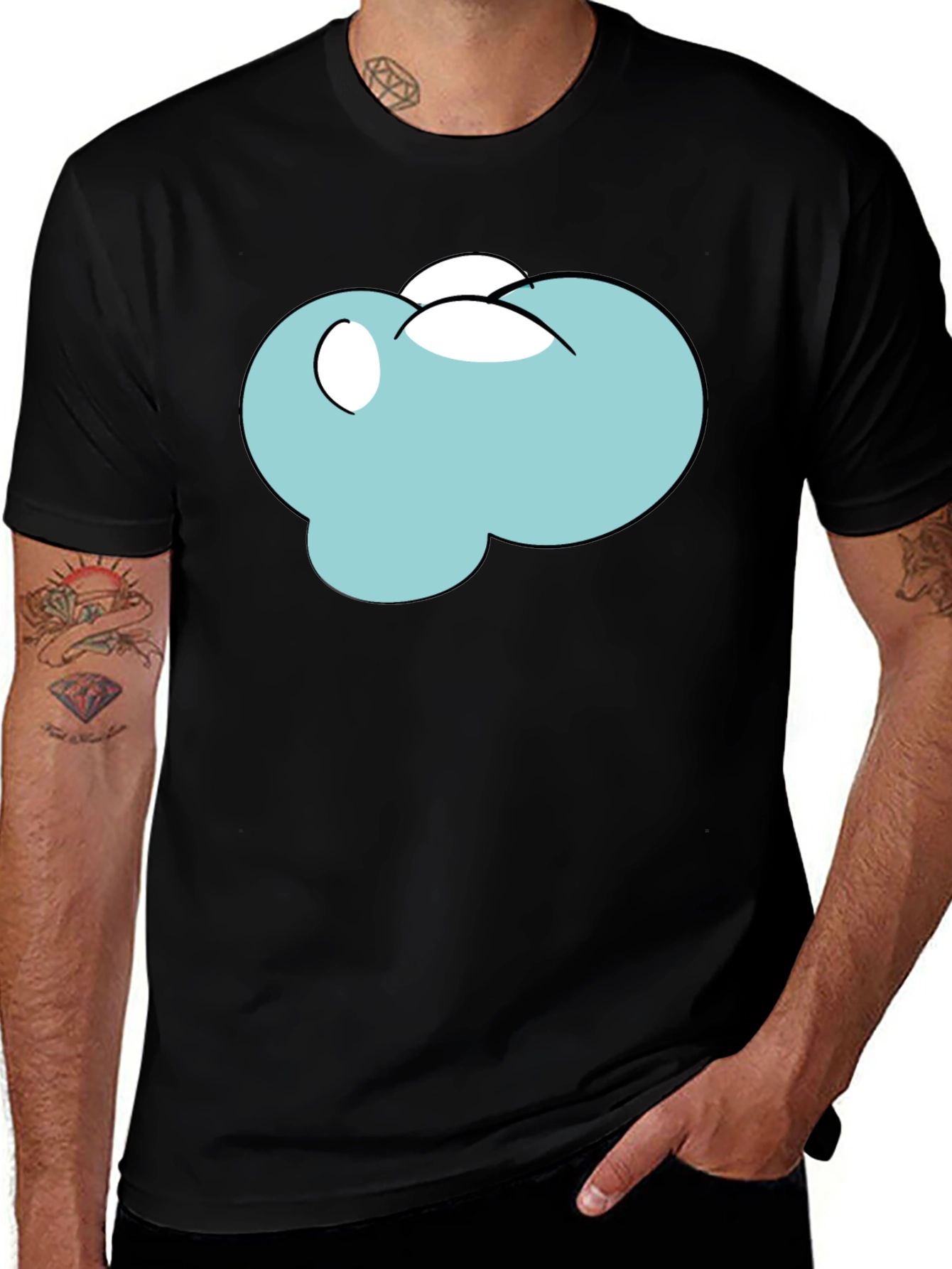 Variant 4 of Cartoon Cloud Black T-Shirt