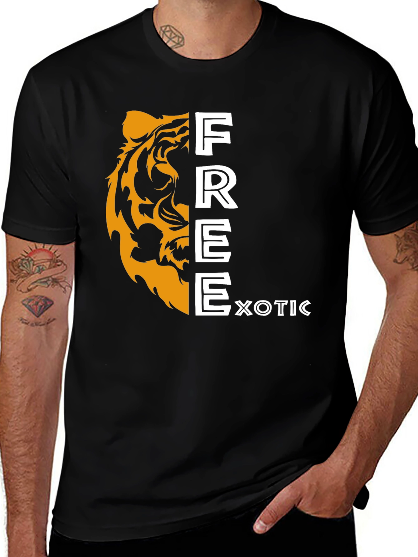 Variant 8 of Exotic Free Tiger Graphic T-Shirt - Black