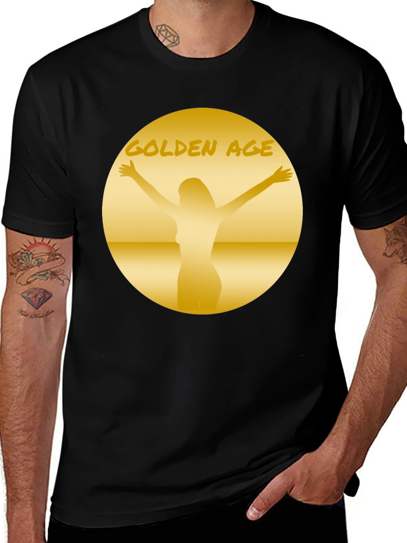 Variant 8 of Golden Age Graphic Tee - Black Cotton T-Shirt