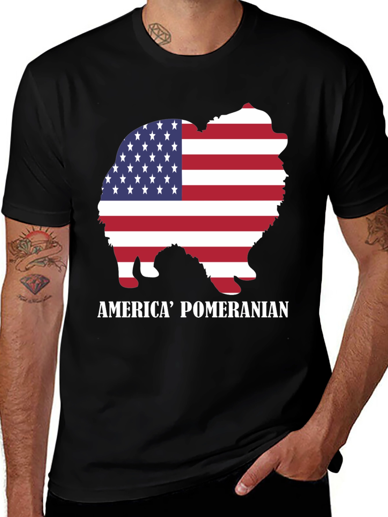 American Pomeranian Flag Graphic Tee