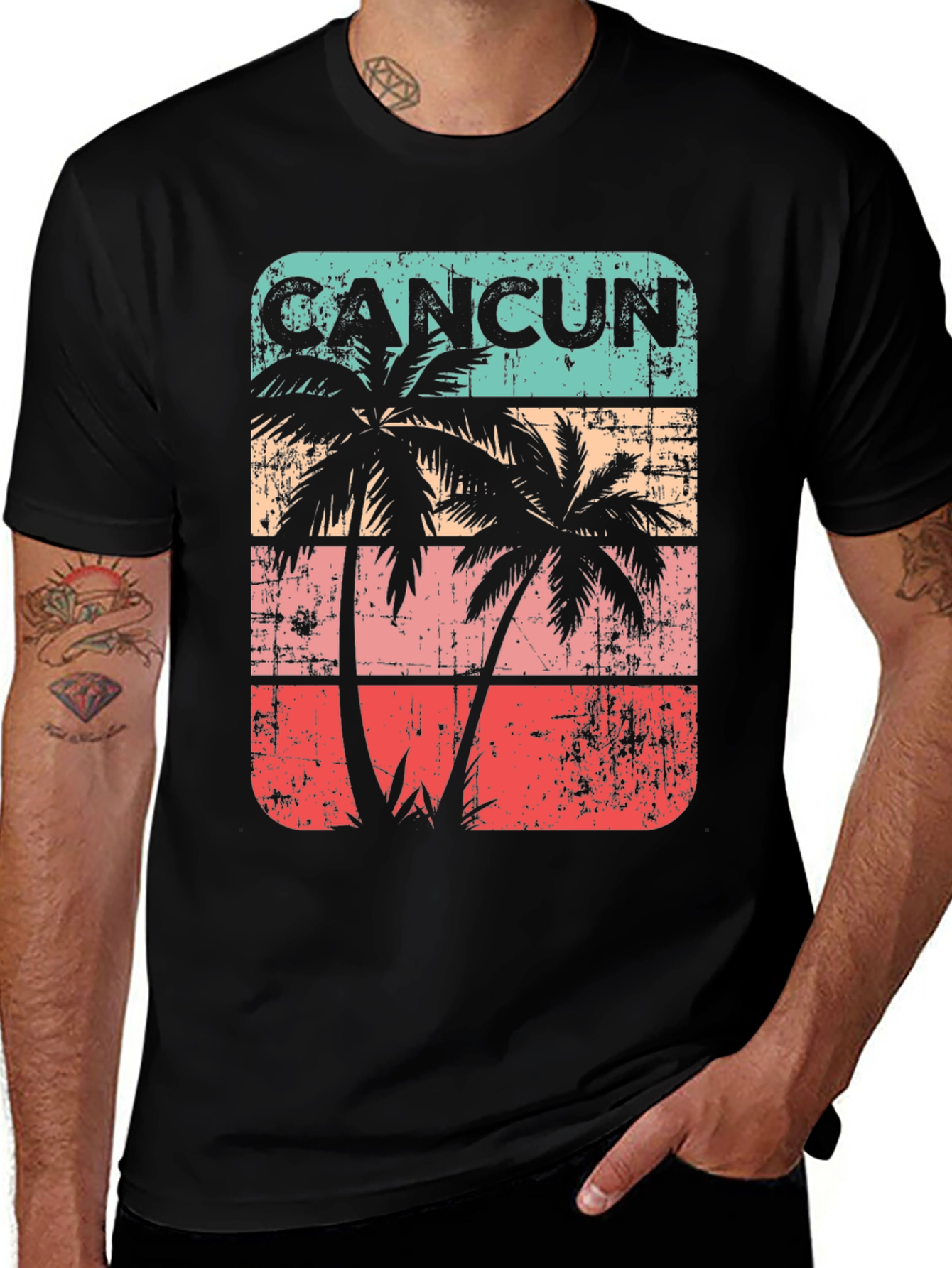 Retro Cancun Palm Tree Graphic Tee