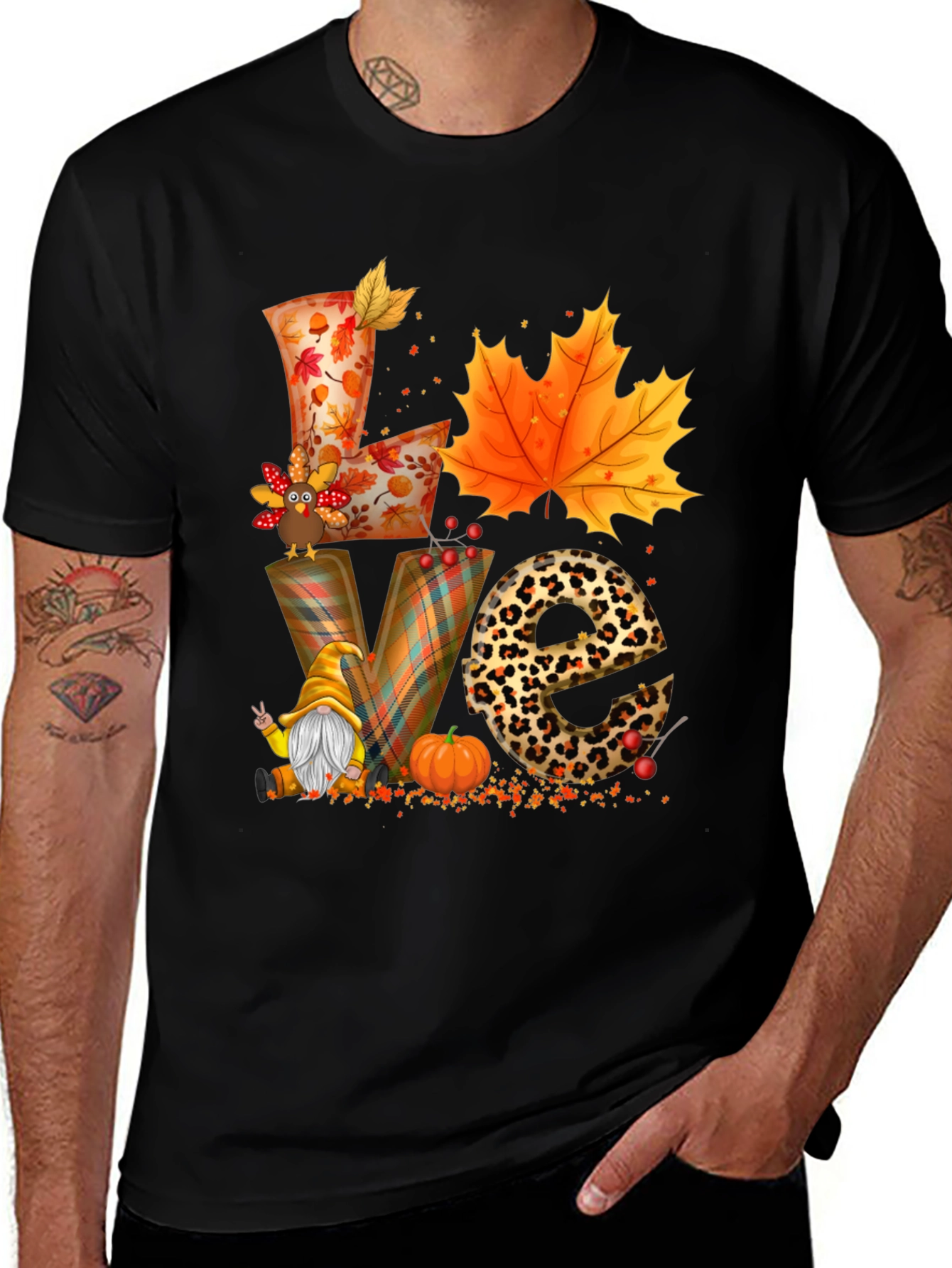 Variant 18 of Fall "Love" Graphic Tee - Autumn Harvest Shirt