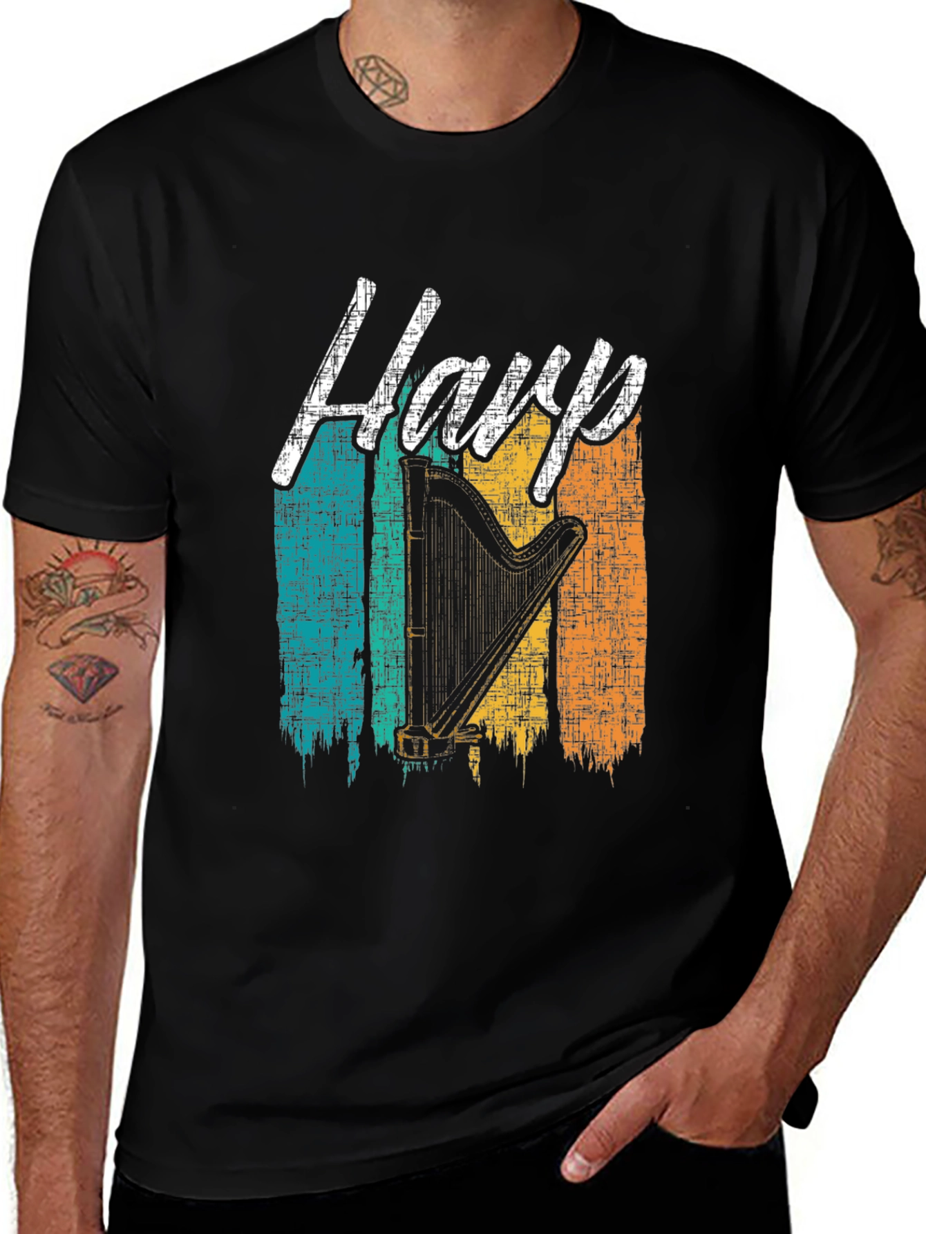 Variant 8 of Vintage Harp Graphic Tee - Music Lover T-Shirt