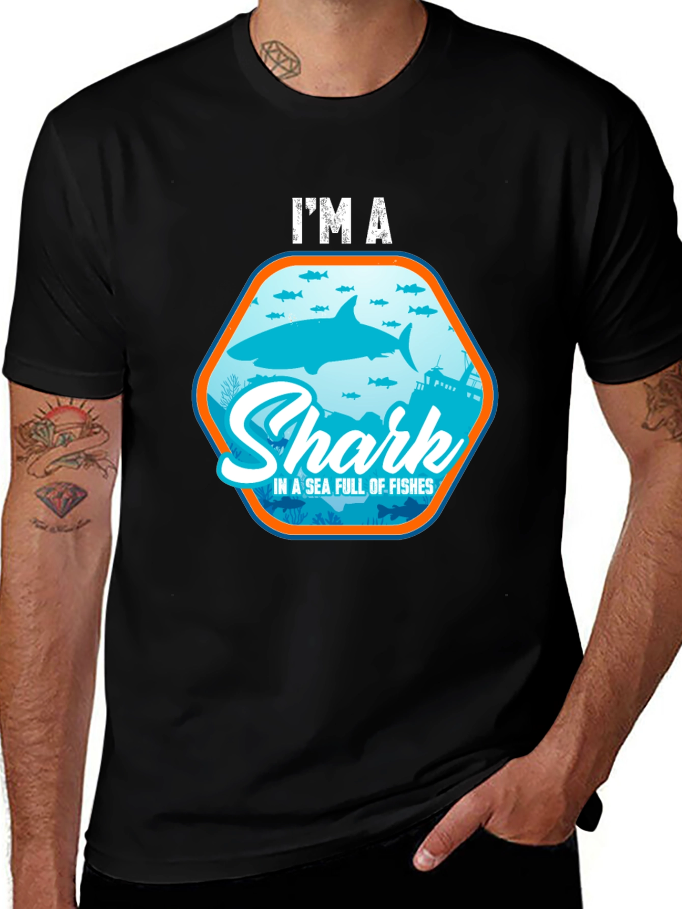 Variant 17 of I'm a Shark in a Sea of Fishes T-Shirt