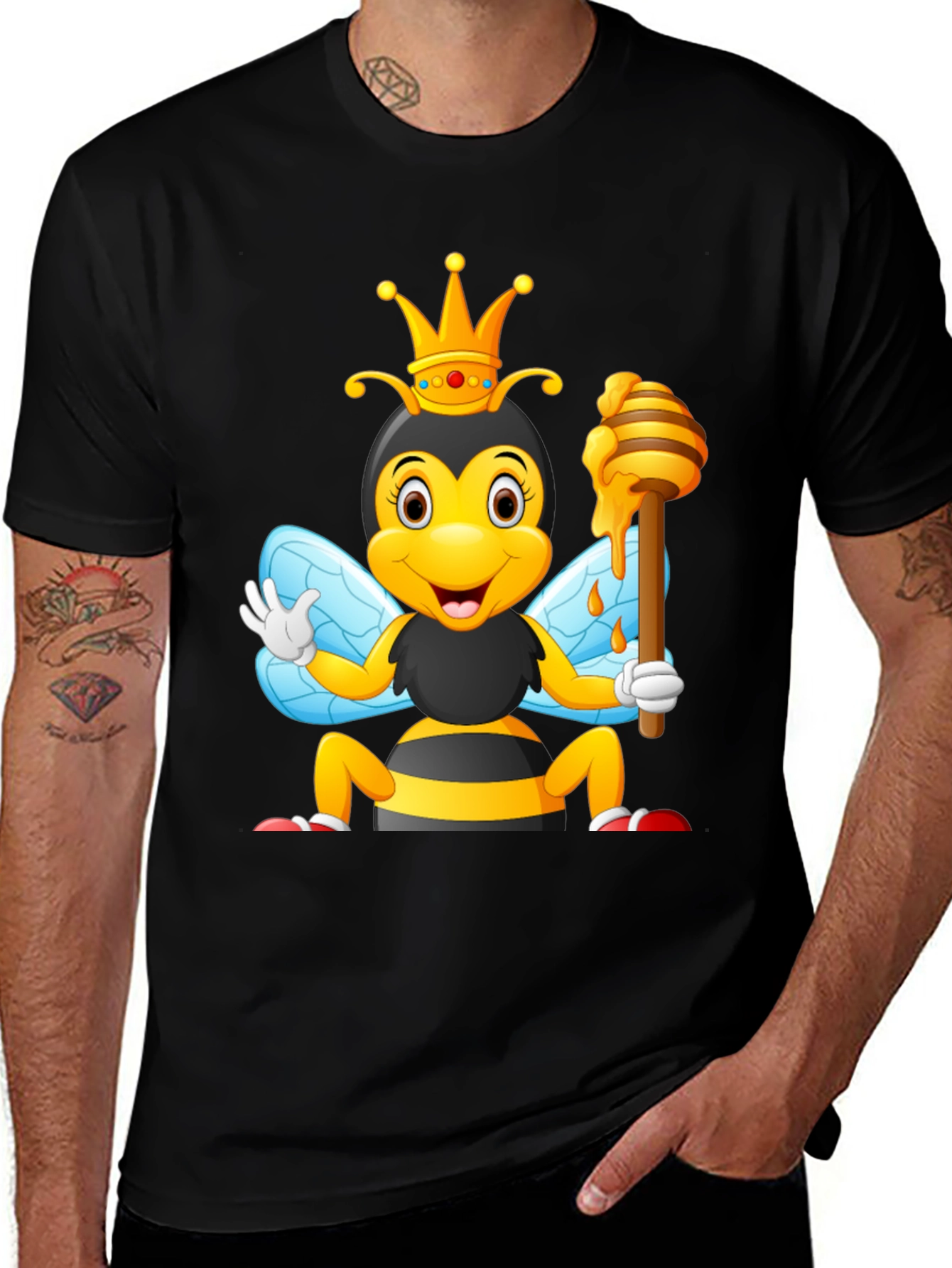 Variant 23 of Queen Bee Cartoon T-Shirt - Black
