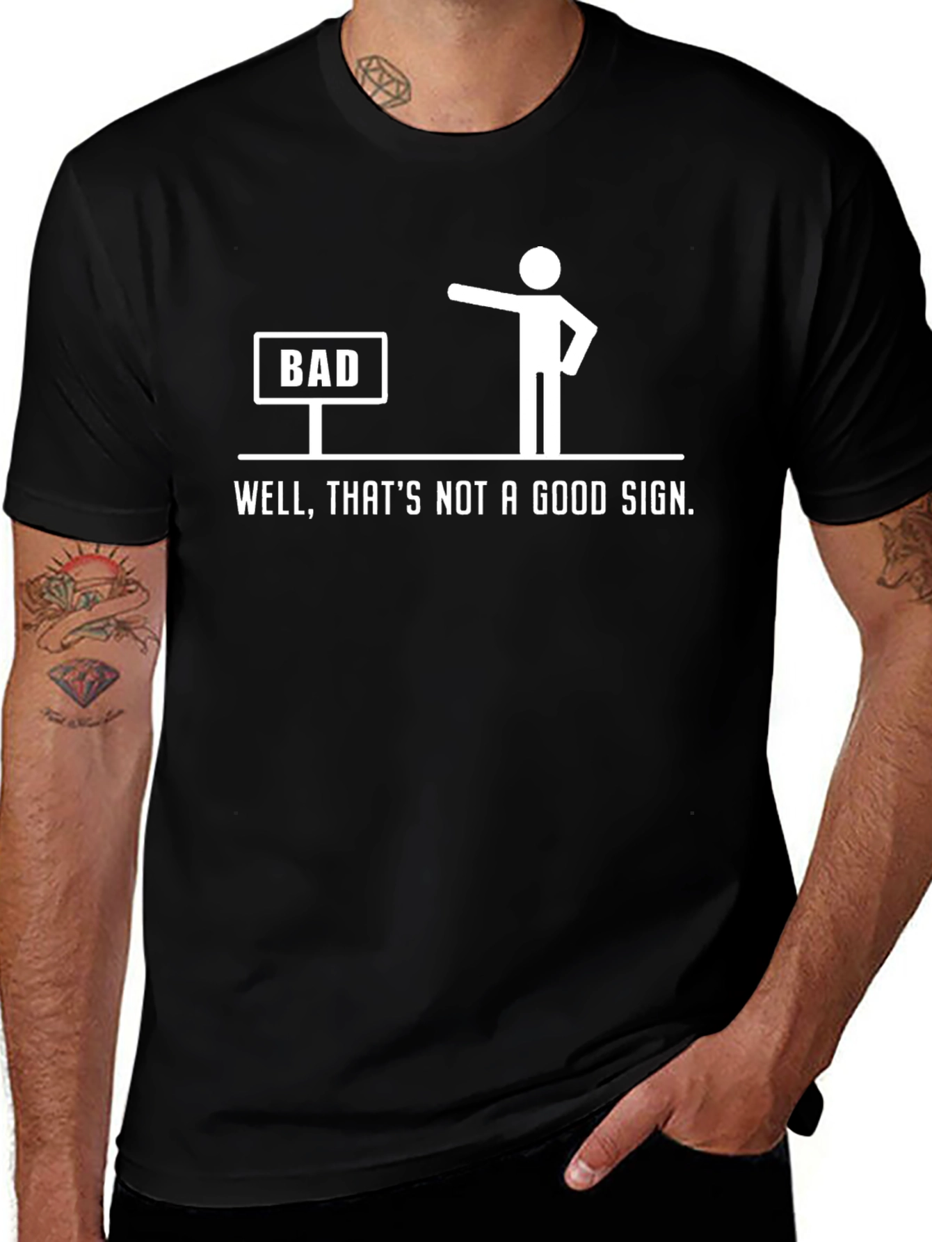 Variant 20 of Humorous 'Bad Sign' Graphic Tee - Novelty T-Shirt