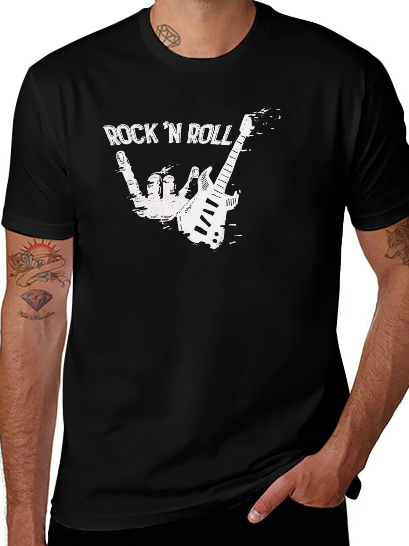 Variant 23 of Rock 'N' Roll T-Shirt Guitar Hand Gesture Tee