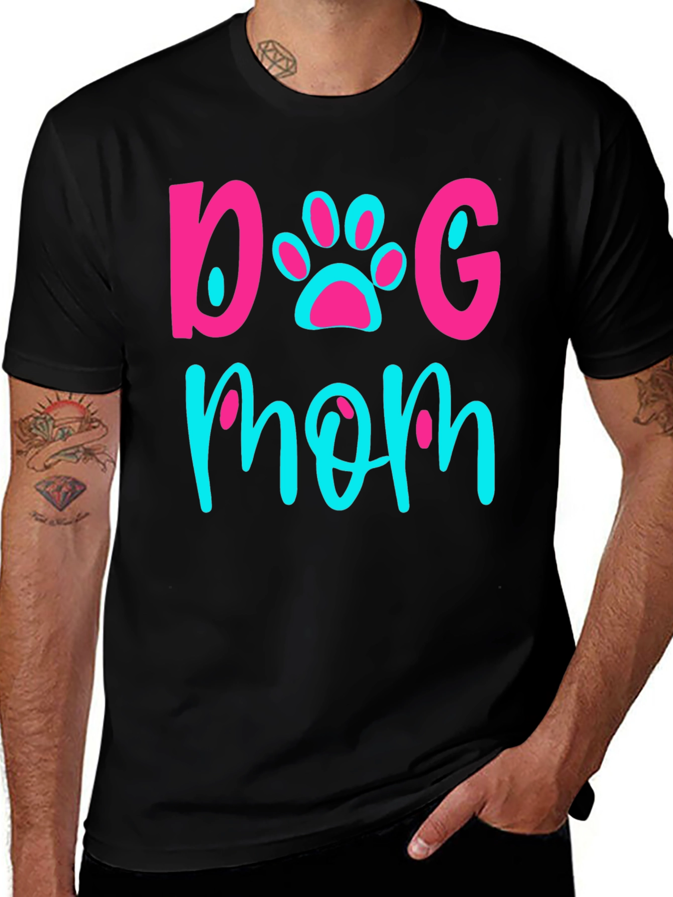 Dog Mom Graphic T-Shirt - Black