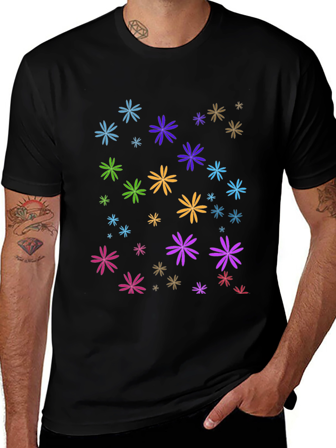 Floral Burst Black T-Shirt
