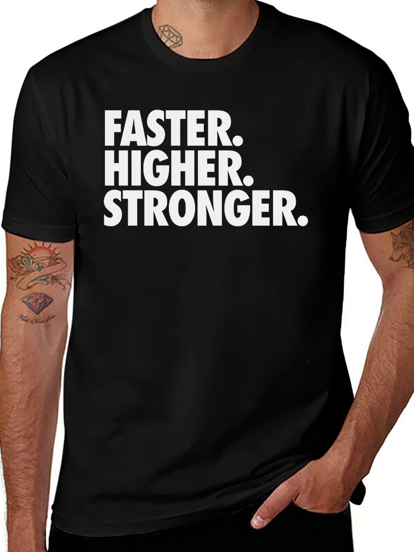 Variant 30 of Faster Higher Stronger Graphic Tee - Black Cotton Blend