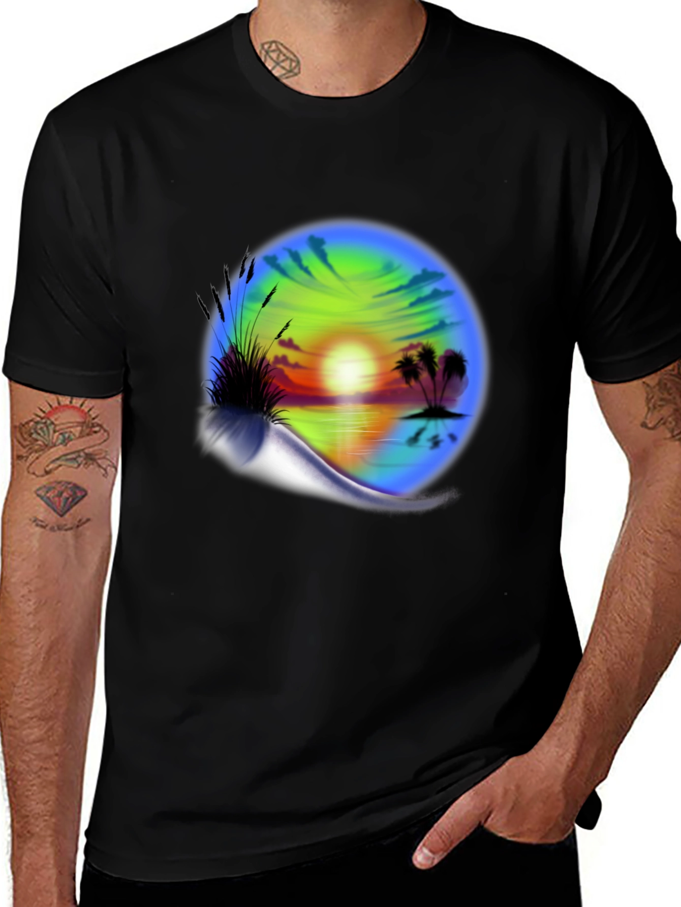Variant 23 of Sunset Beach Graphic T-Shirt - Island Vibes Tee